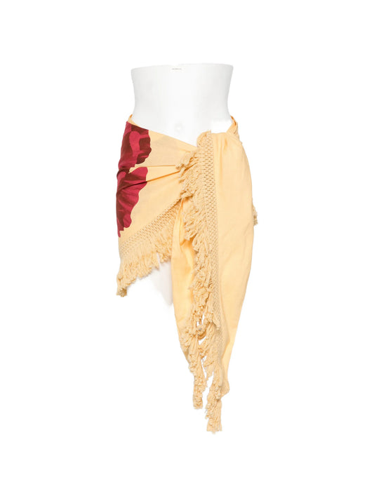 floral-print fringed-hem sarong