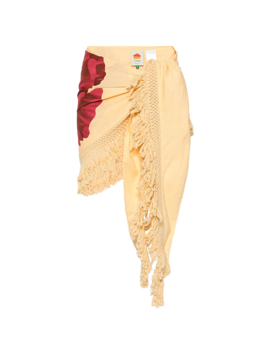 floral-print fringed-hem sarong
