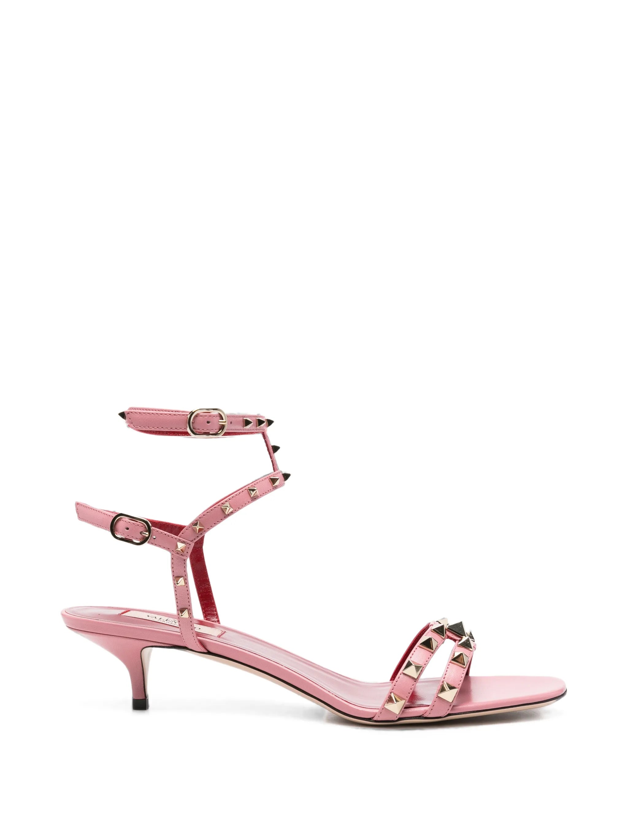 Rockstud leather heeled sandals