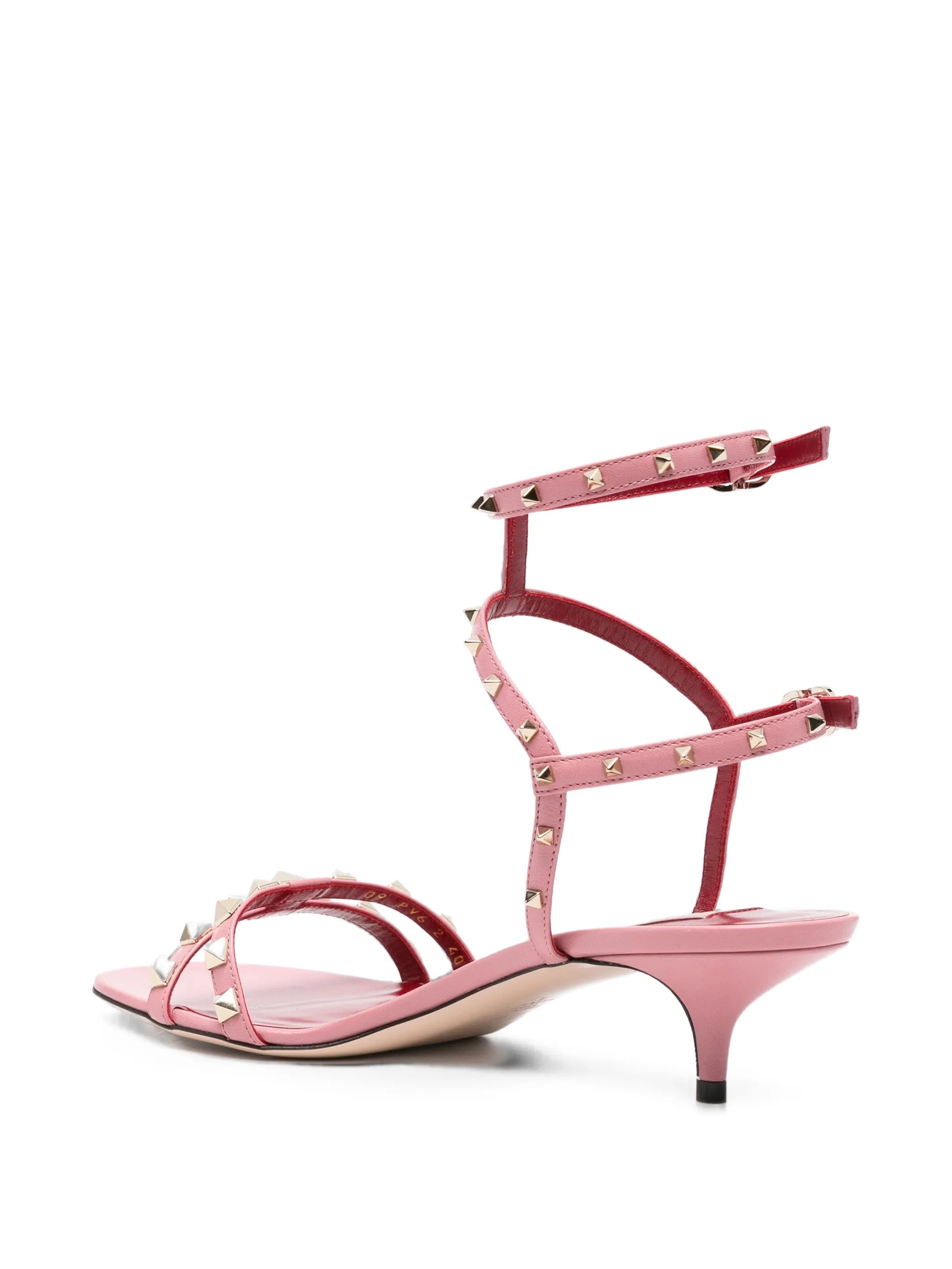 Rockstud leather heeled sandals