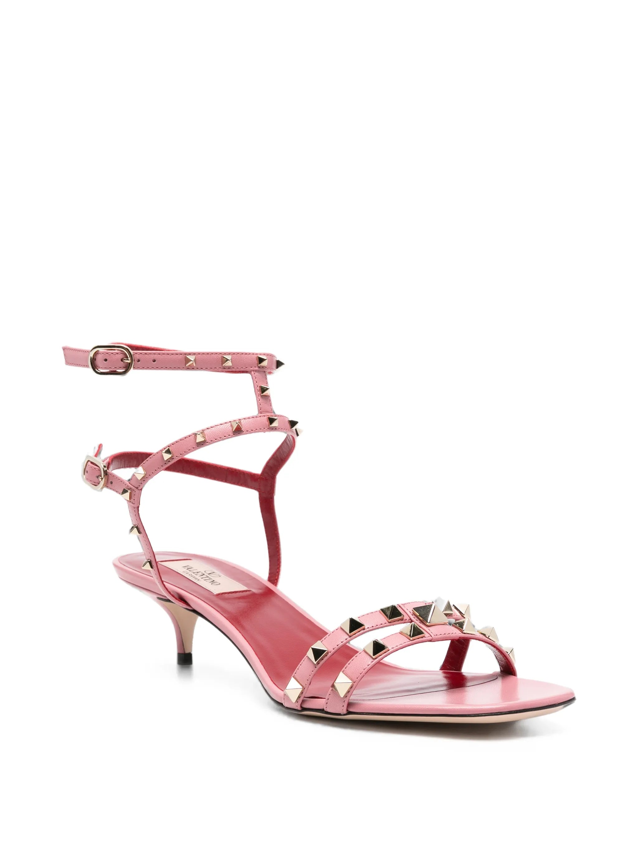 Rockstud leather heeled sandals
