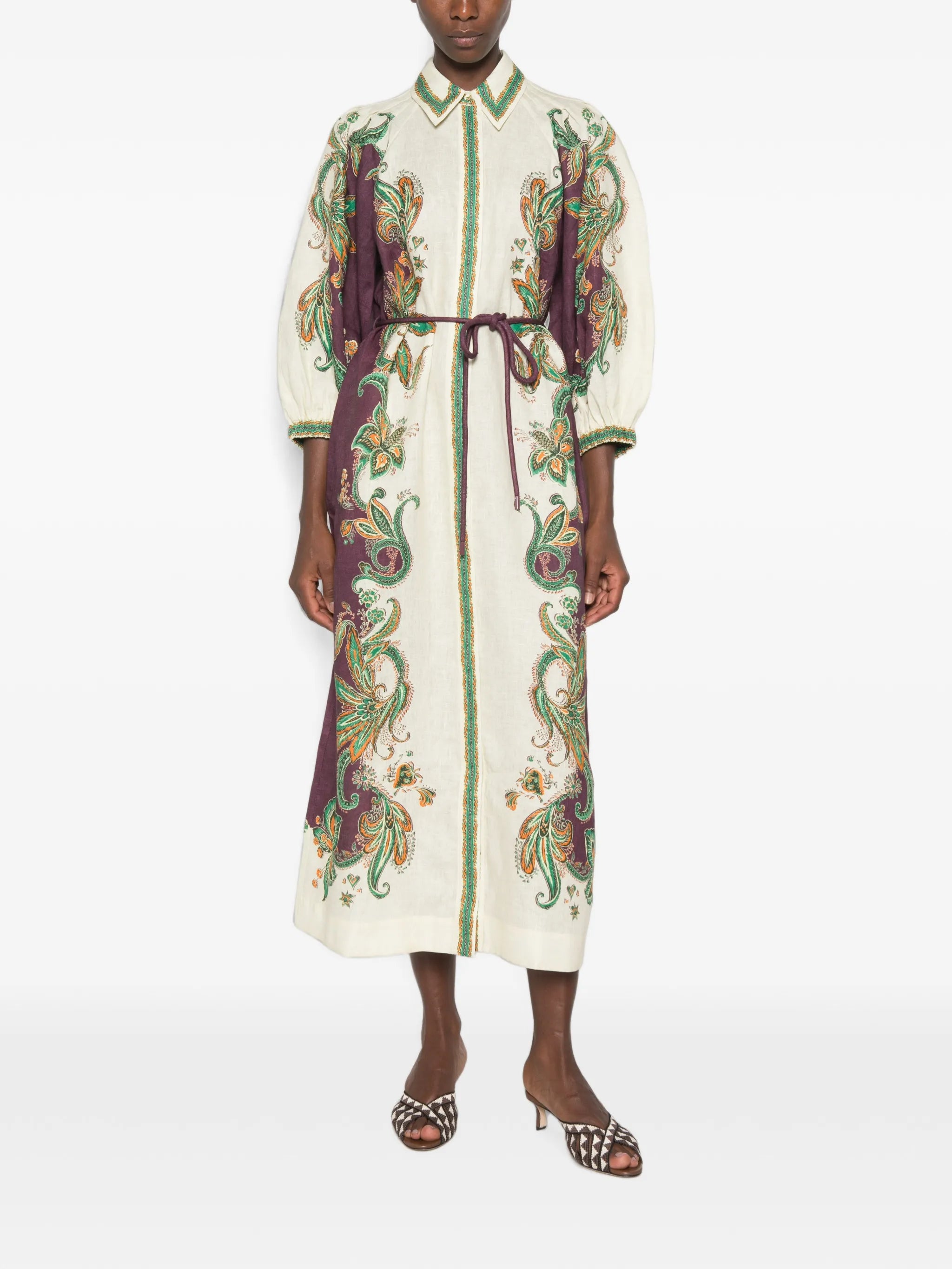 Ruthie paisley-print midi shirt dress