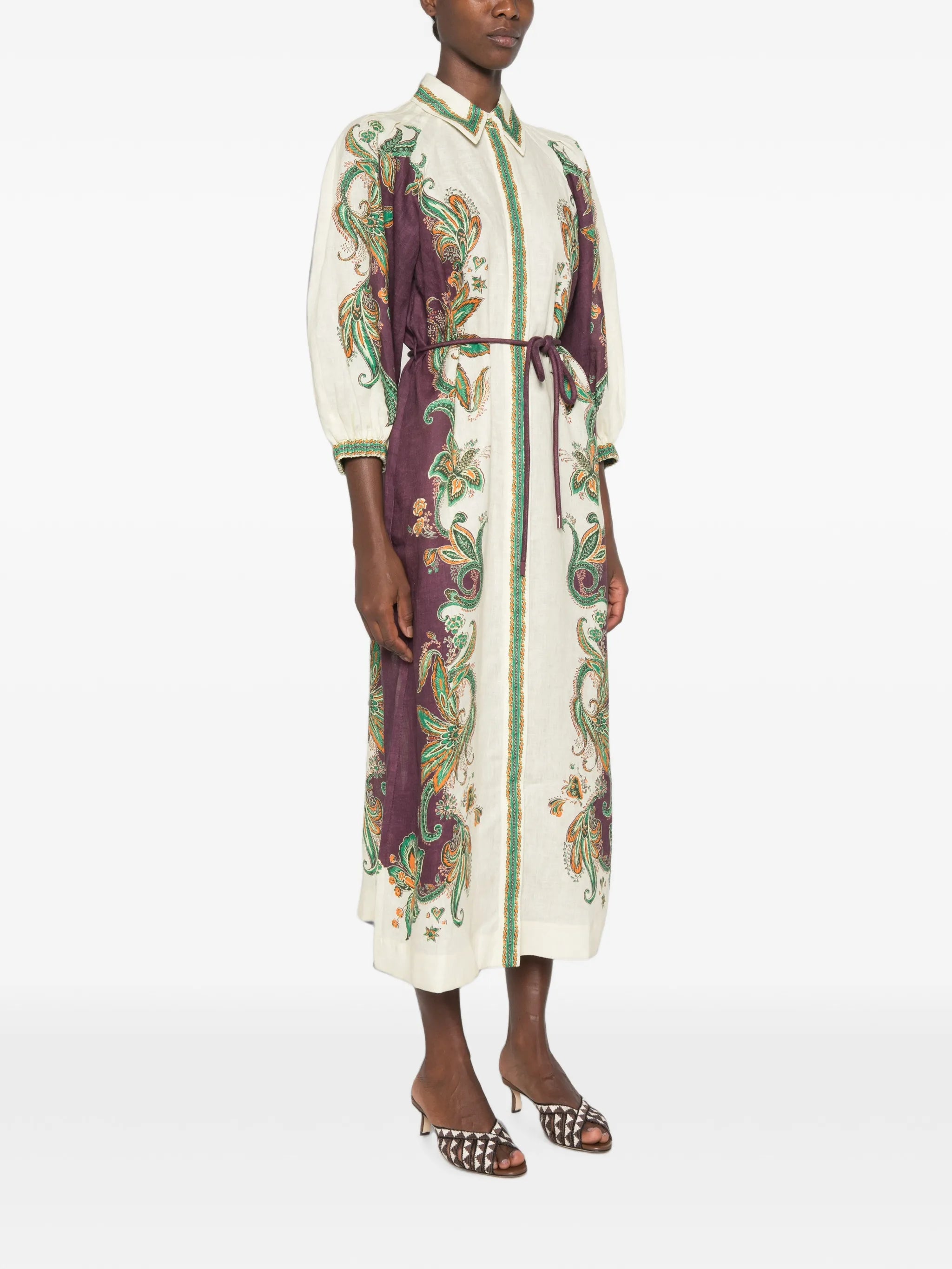 Ruthie paisley-print midi shirt dress