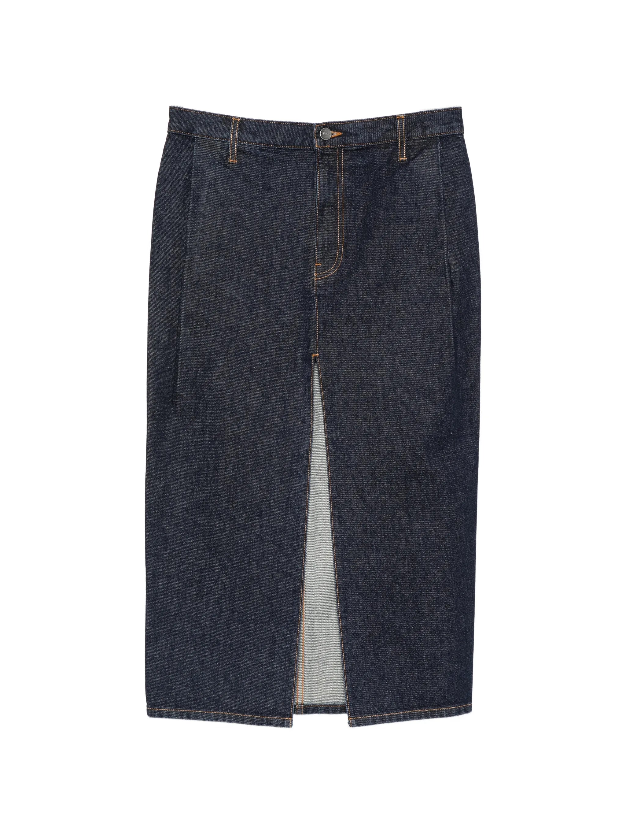 Anden front-slit denim skirt
