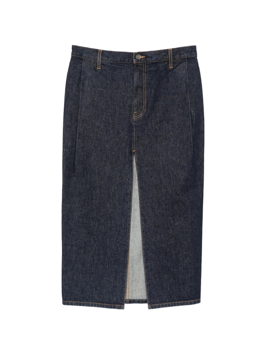 Anden front-slit denim skirt