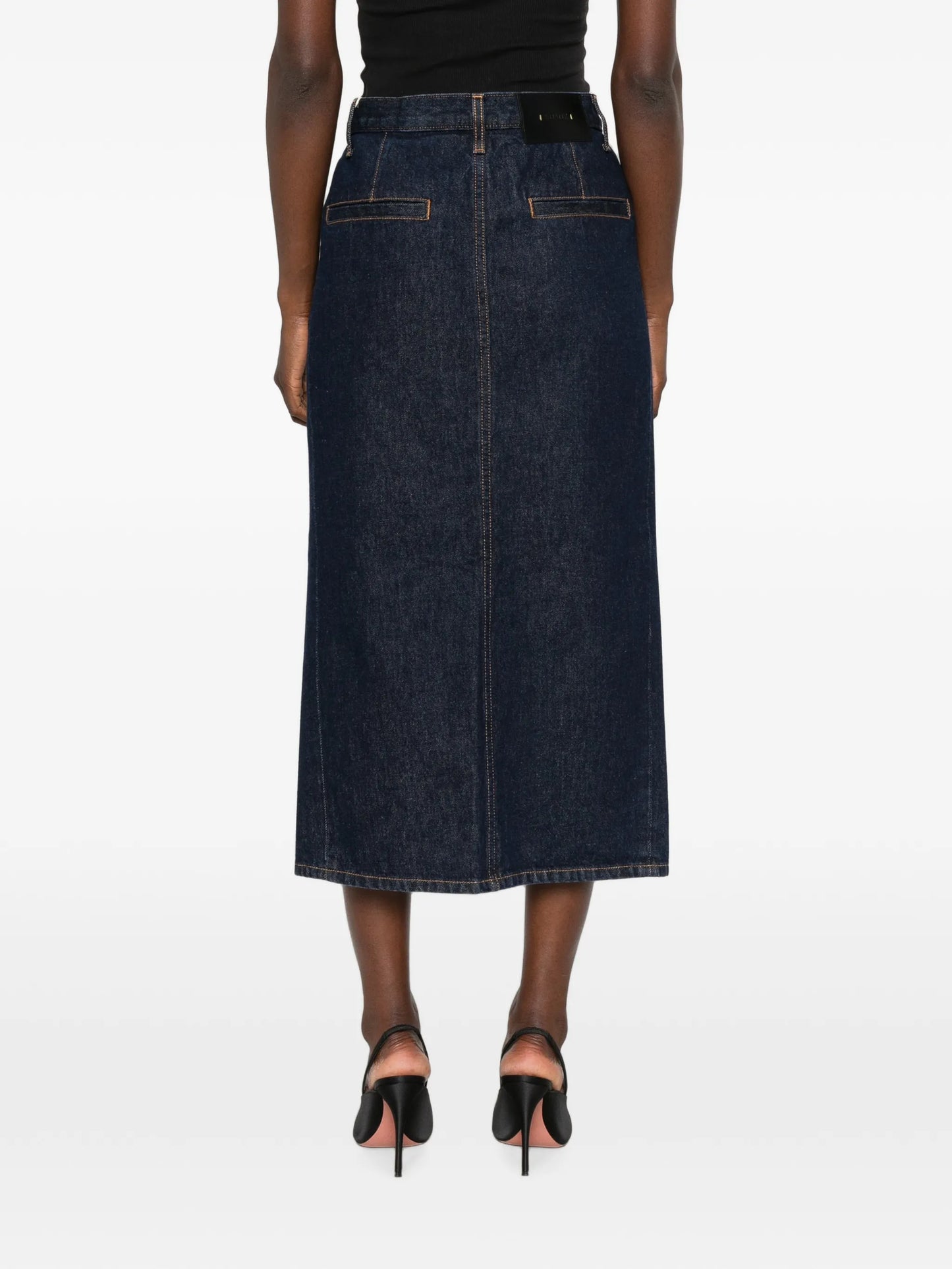 Anden front-slit denim skirt