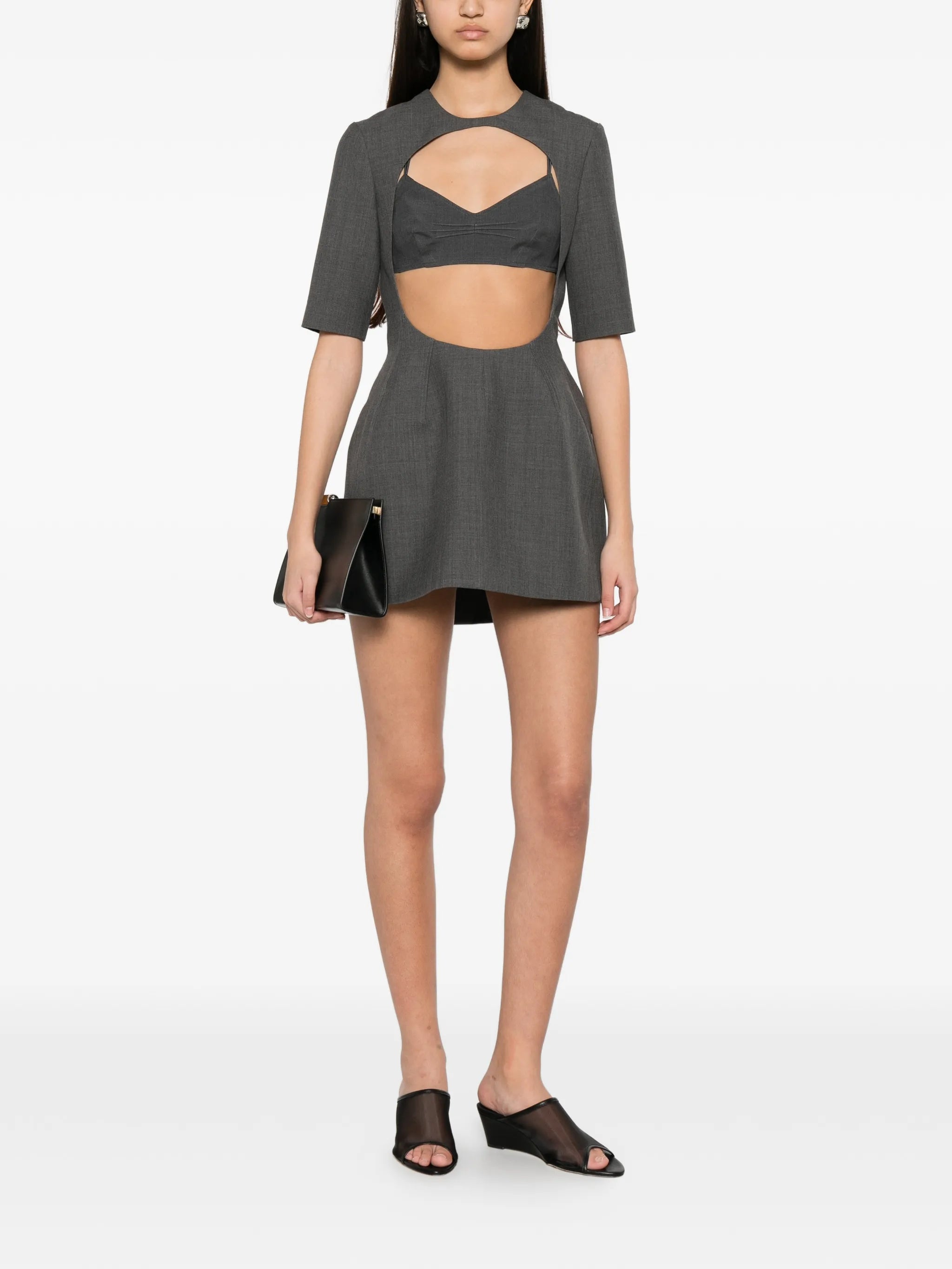 twill cut-out mini dress
