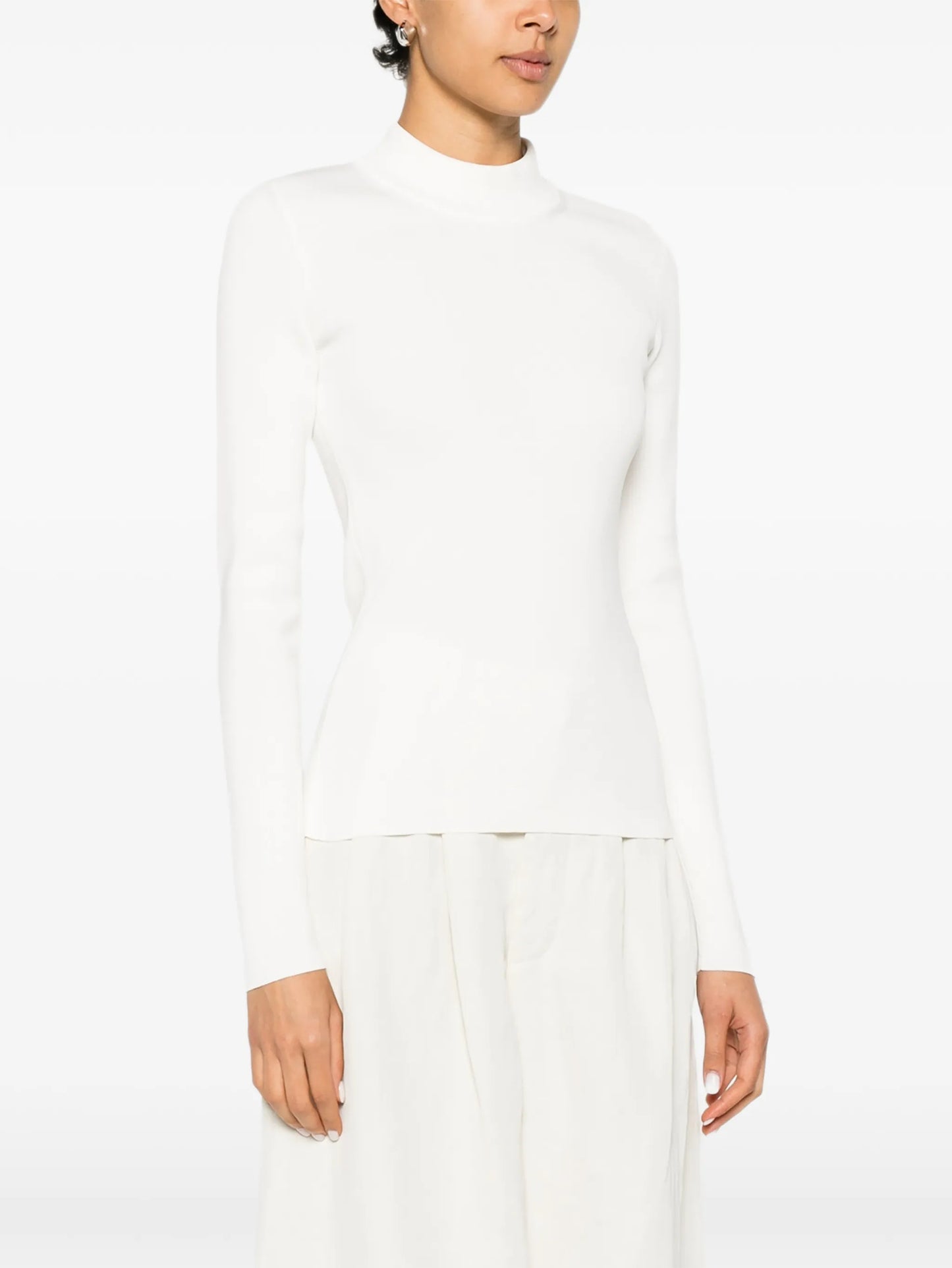 ribbed-knit mock-neck sweater