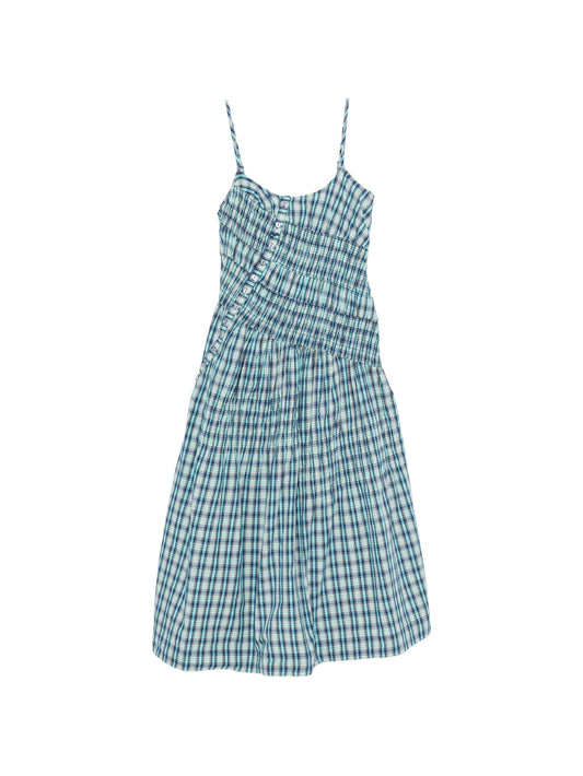 Lyra shirred checked midi dress