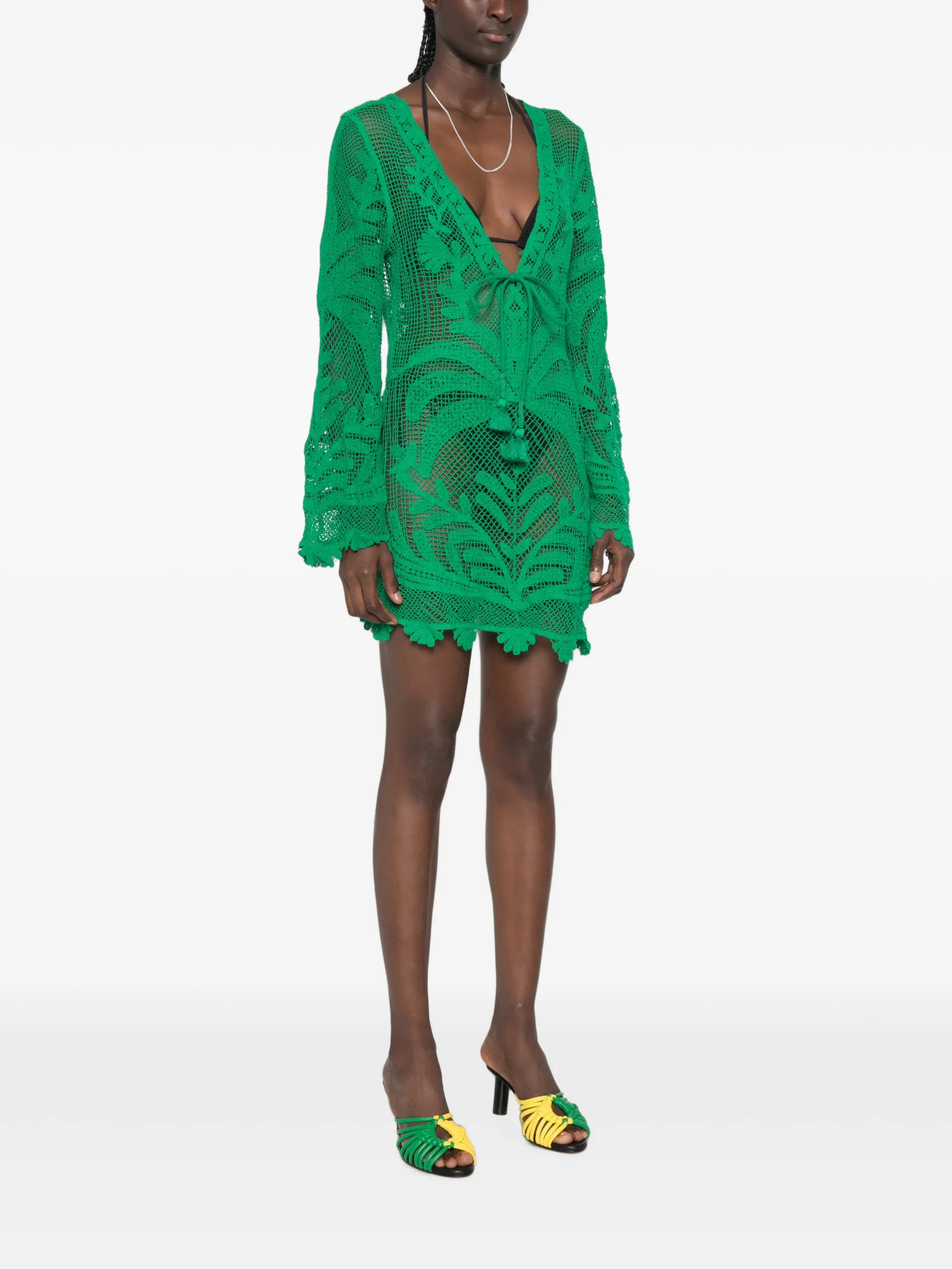 Richelieu open sheer back mini dress