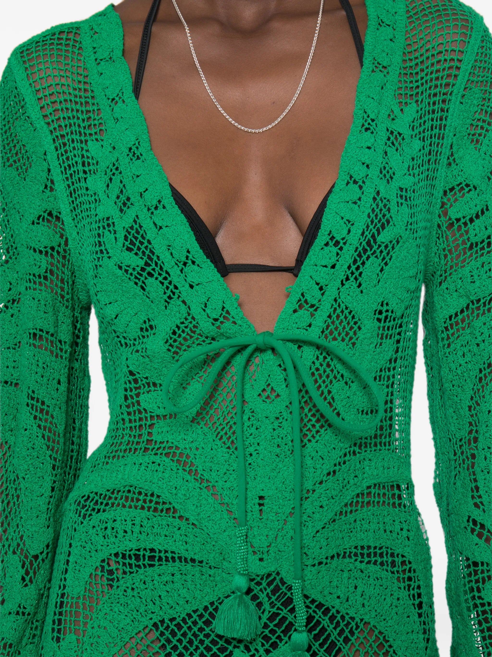 Richelieu open sheer back mini dress