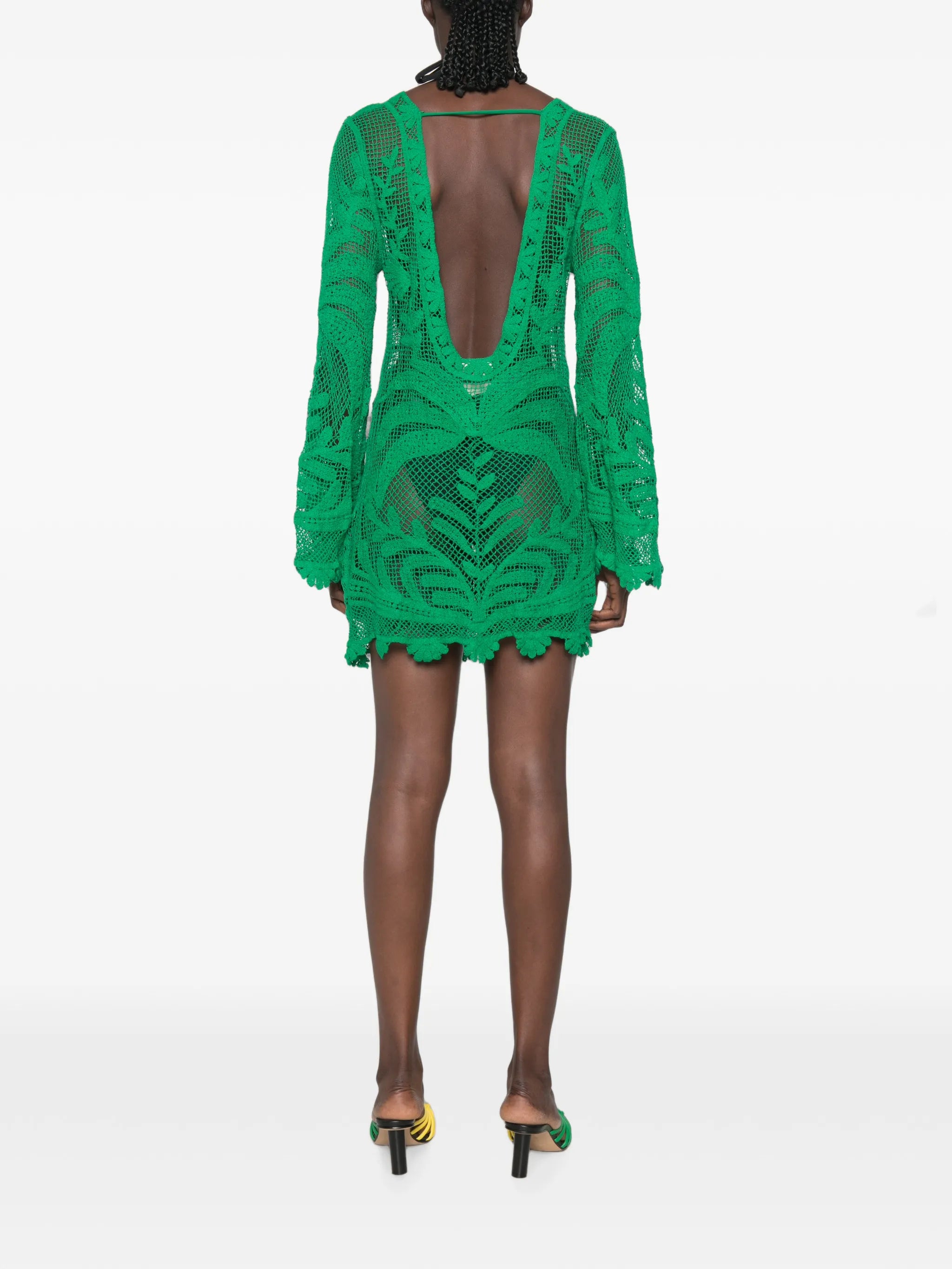 Richelieu open sheer back mini dress