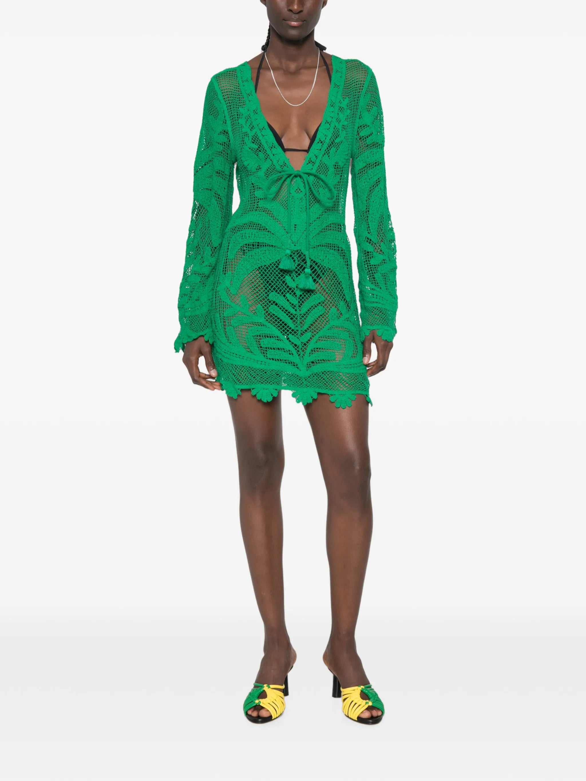 Richelieu open sheer back mini dress