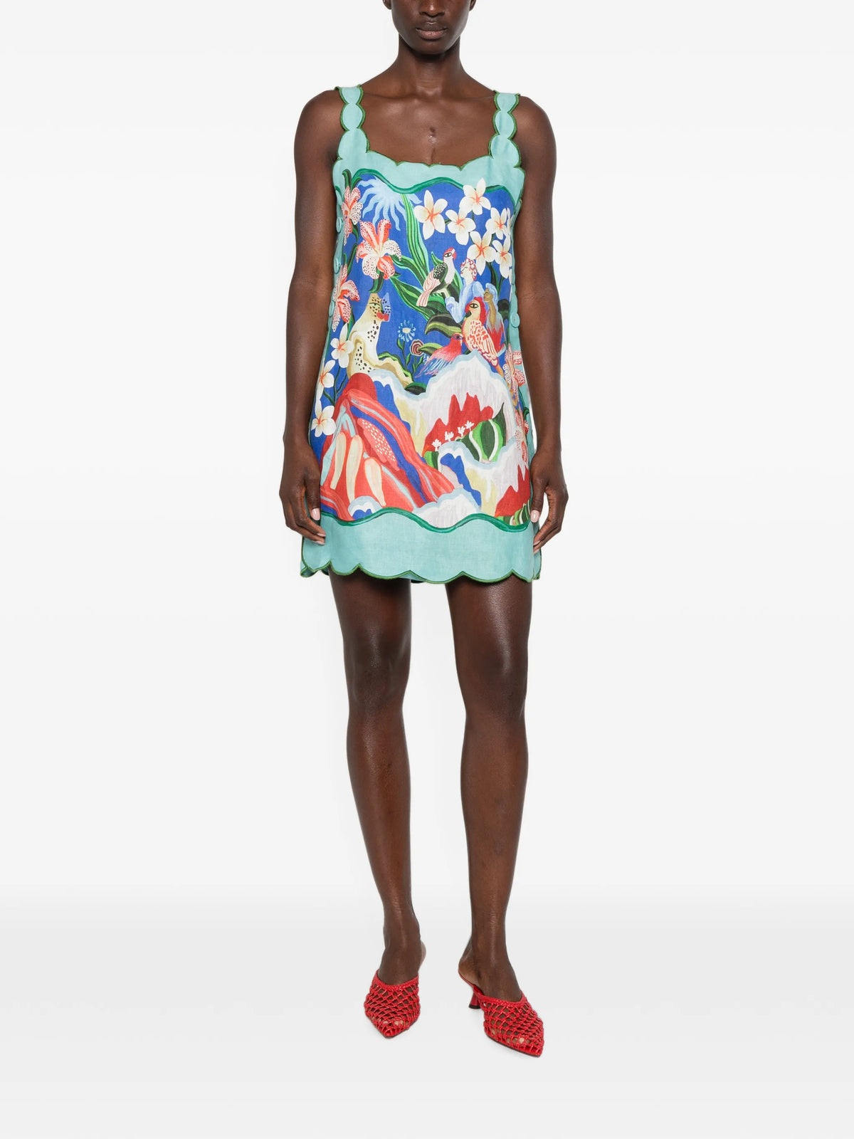 Garden Of Life scarf scallop mini dress