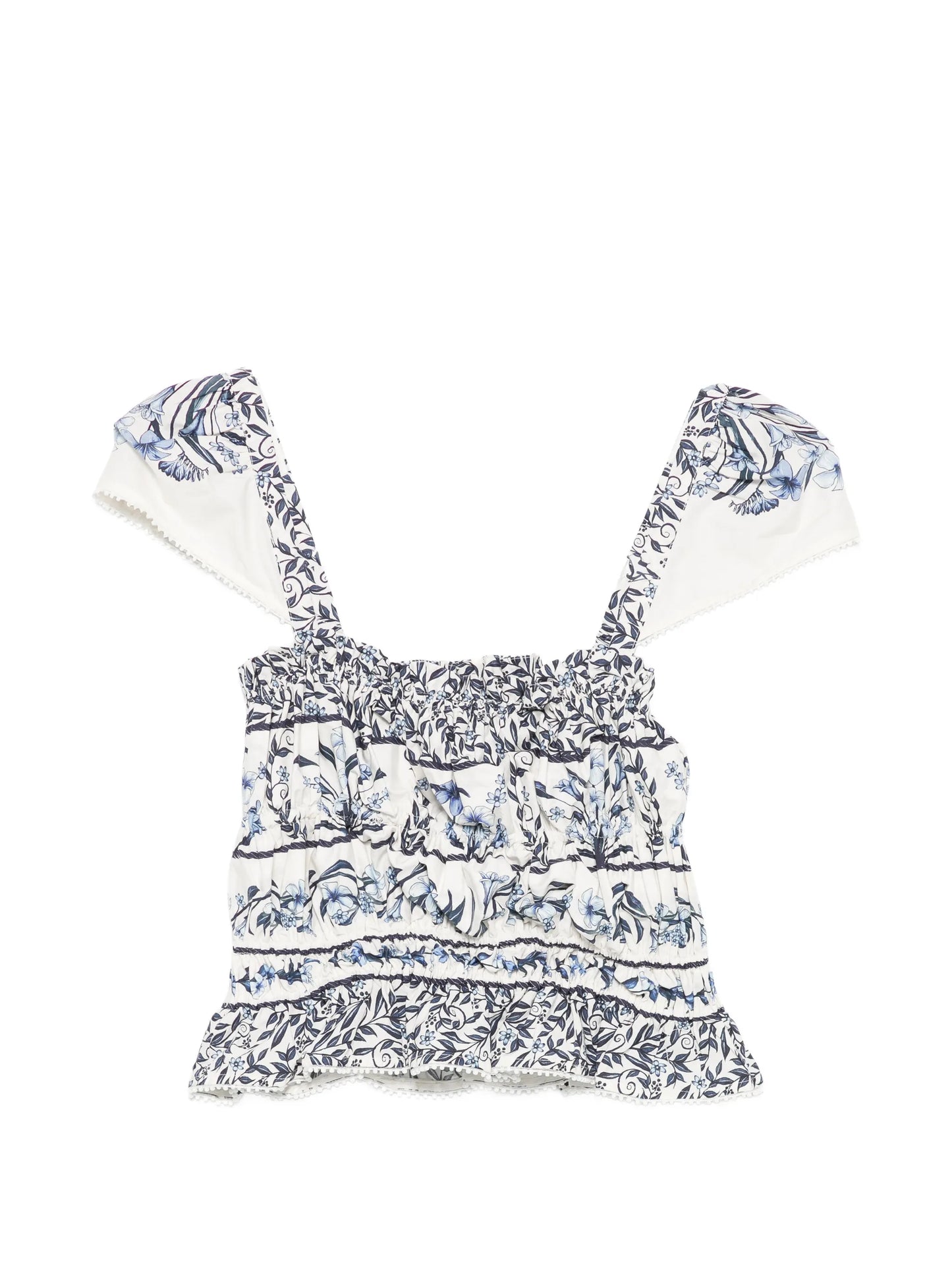 floral-print gathered blouse