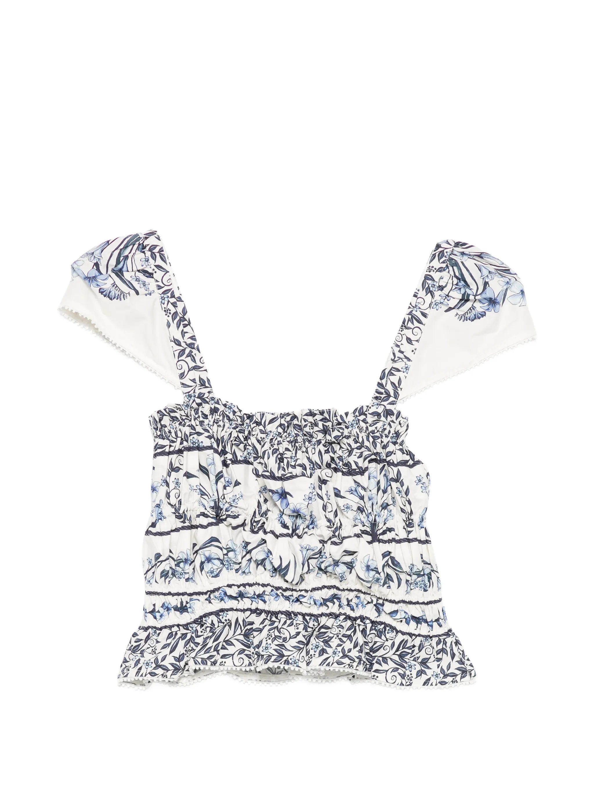 flowers arch smocked organic cotton blouse