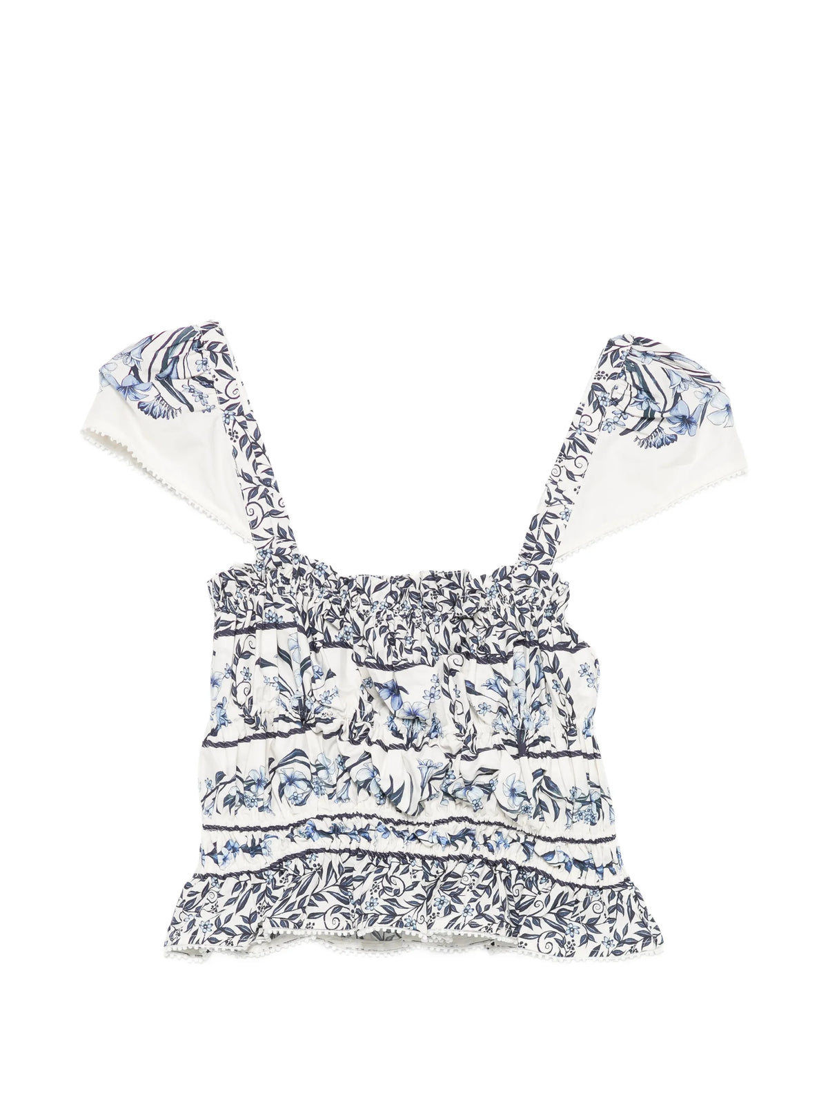 flowers arch smocked organic cotton blouse