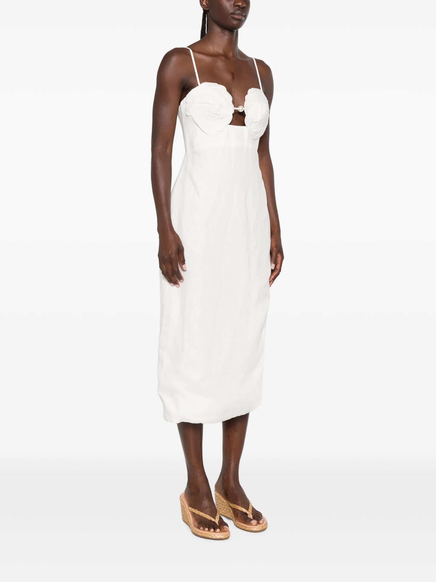 shell-appliqué pearl-detail dress