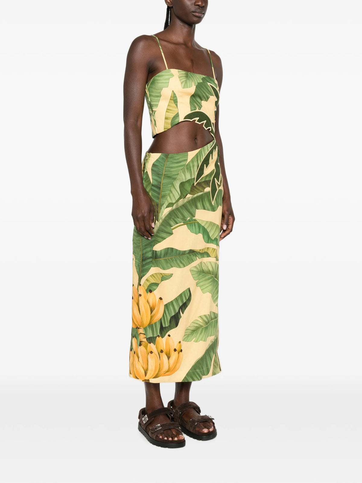3D banana leaves maxi dress
