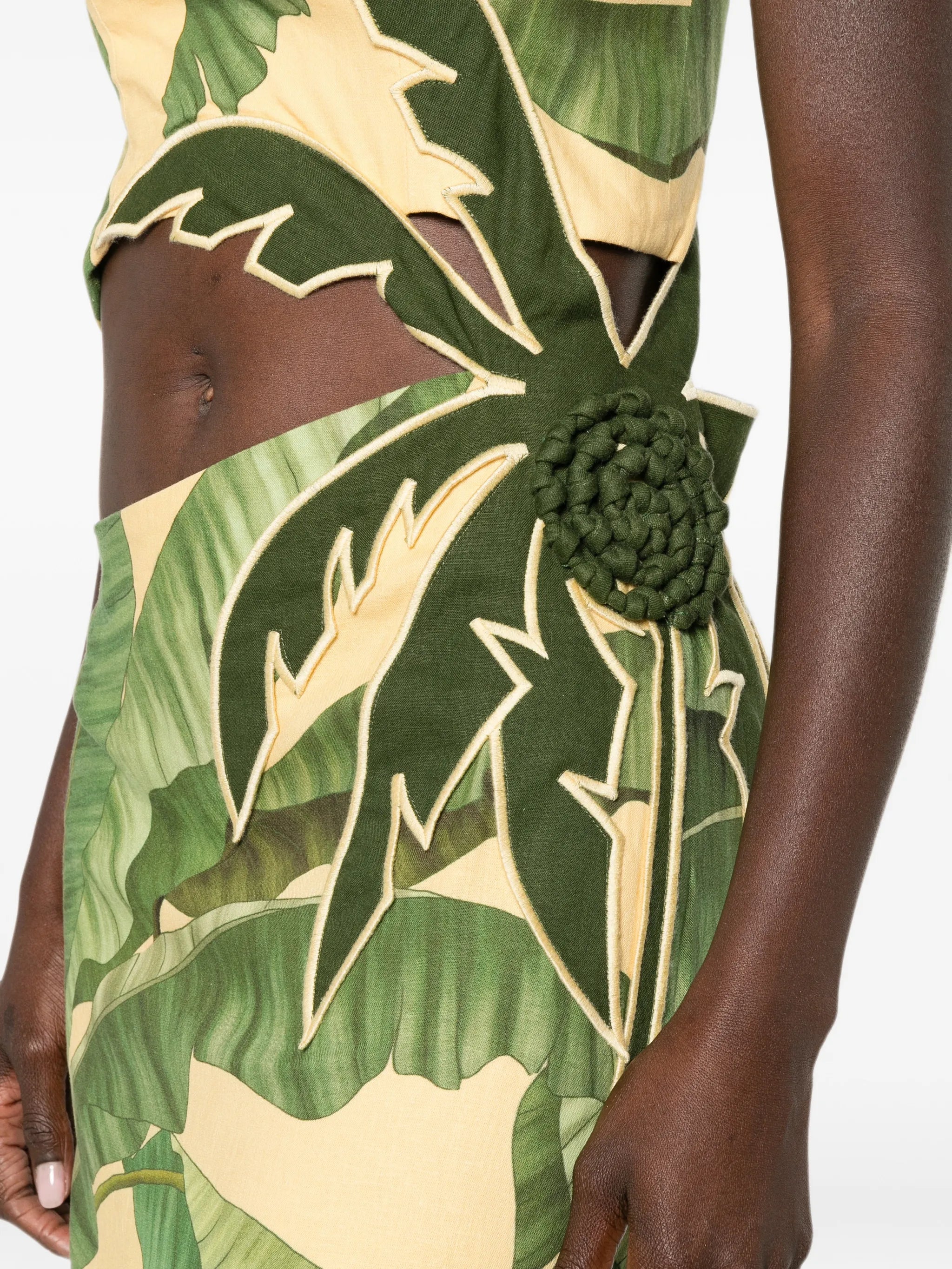 3D banana leaves maxi dress