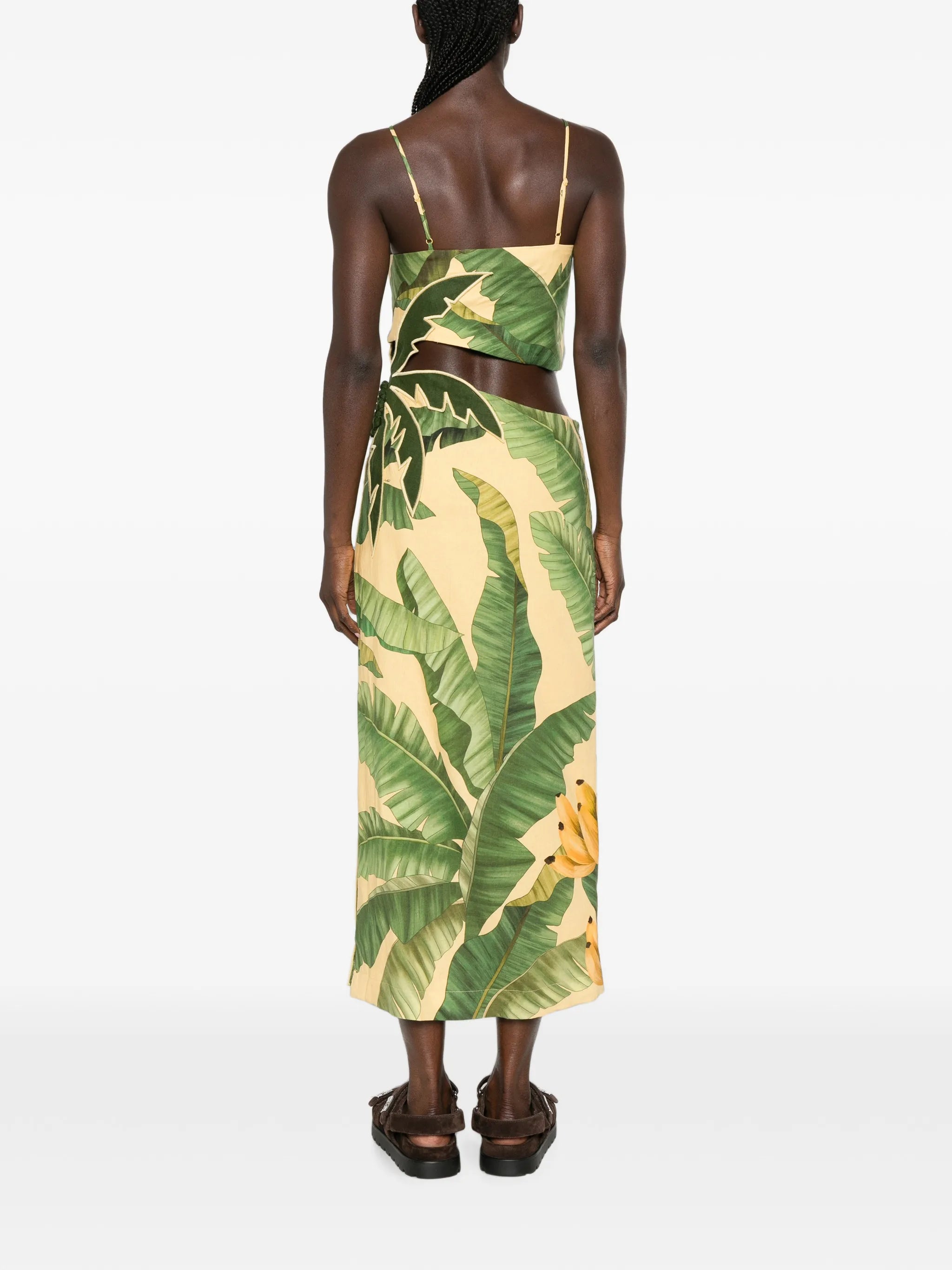 3D banana leaves maxi dress