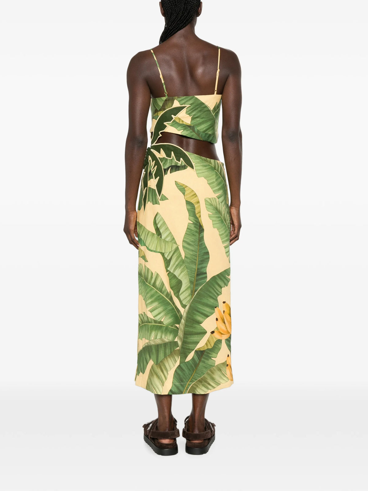 3D banana leaves maxi dress
