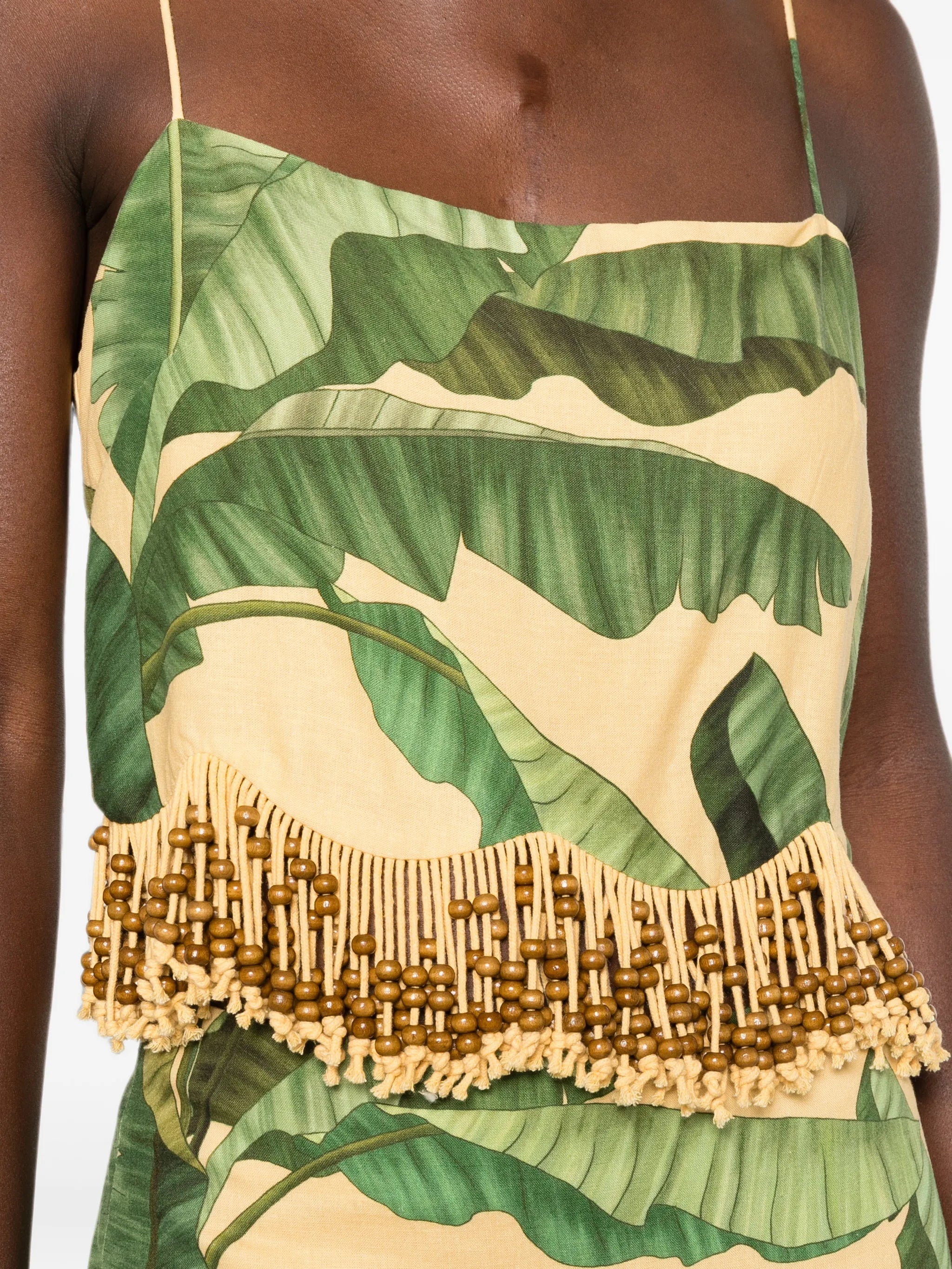 fruit leaves banana beaded fringes sleeveless top
