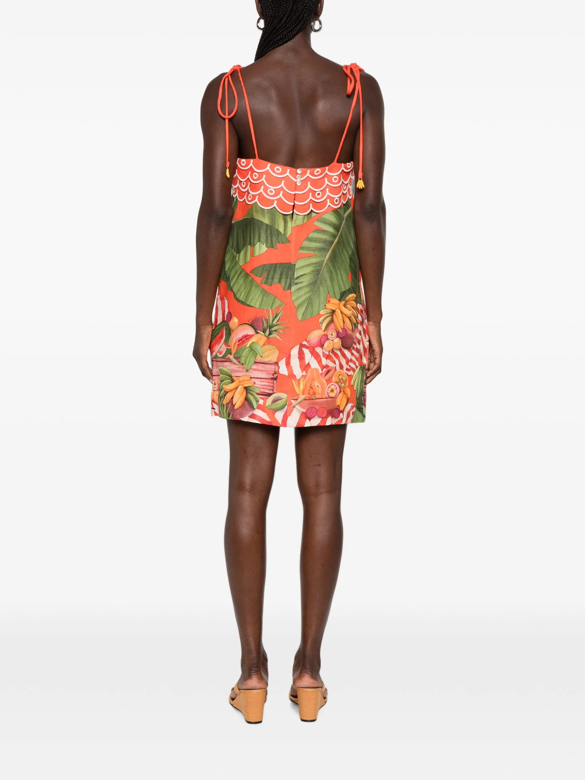 fruit-print tie-strap mini dress