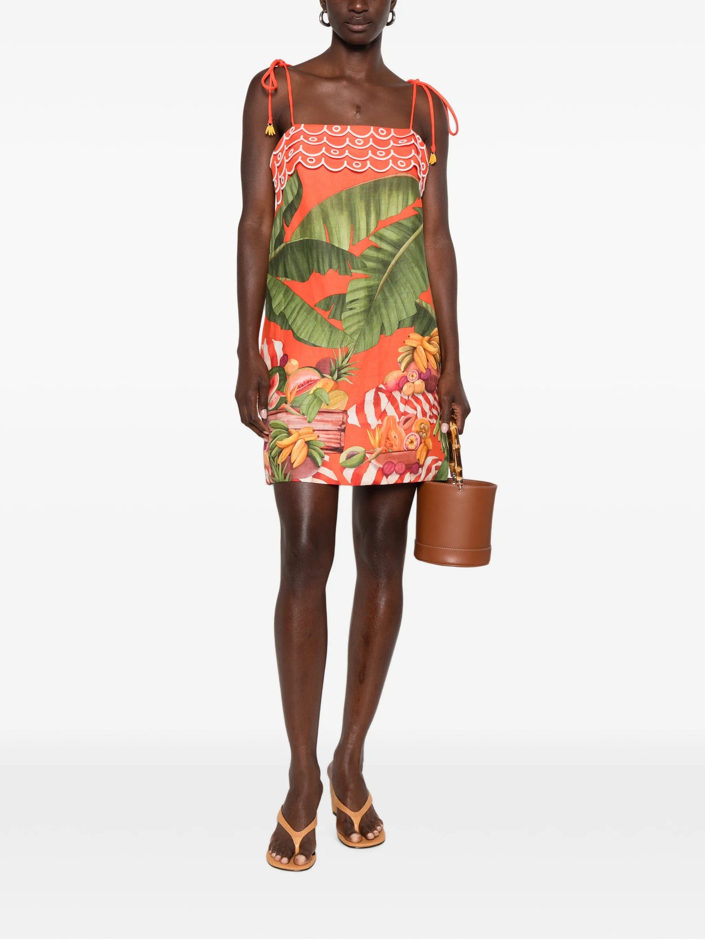 fruit-print tie-strap mini dress