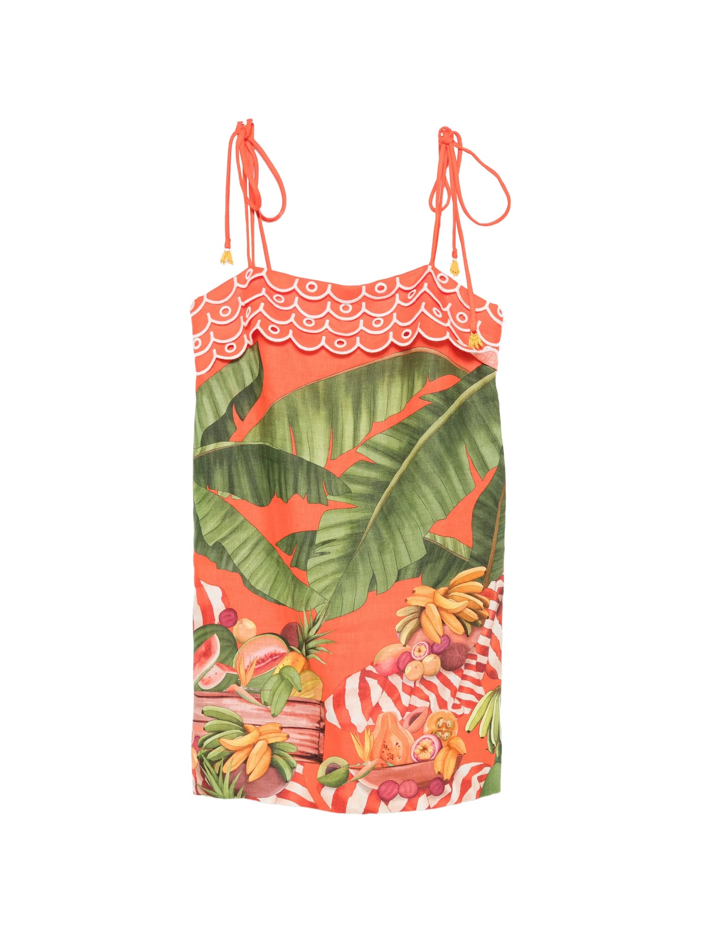 fruit-print scalloped-trim mini dress