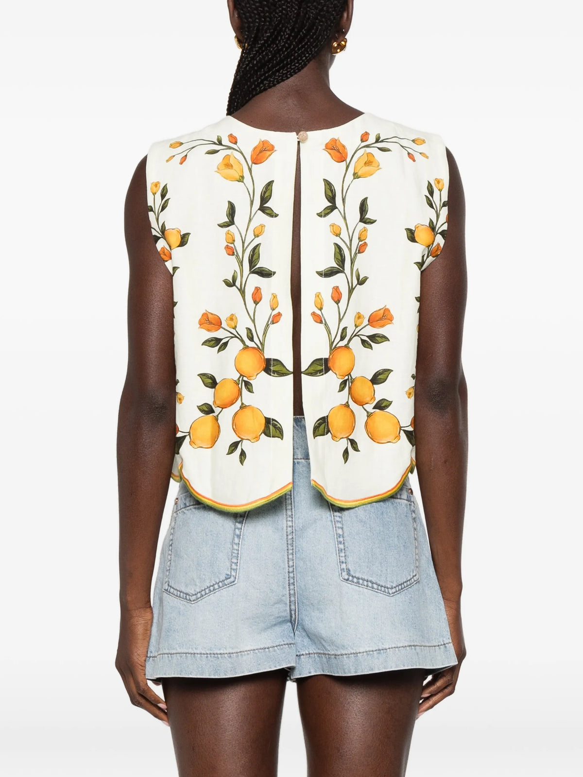 bouquet wavy hem sleeveless blouse