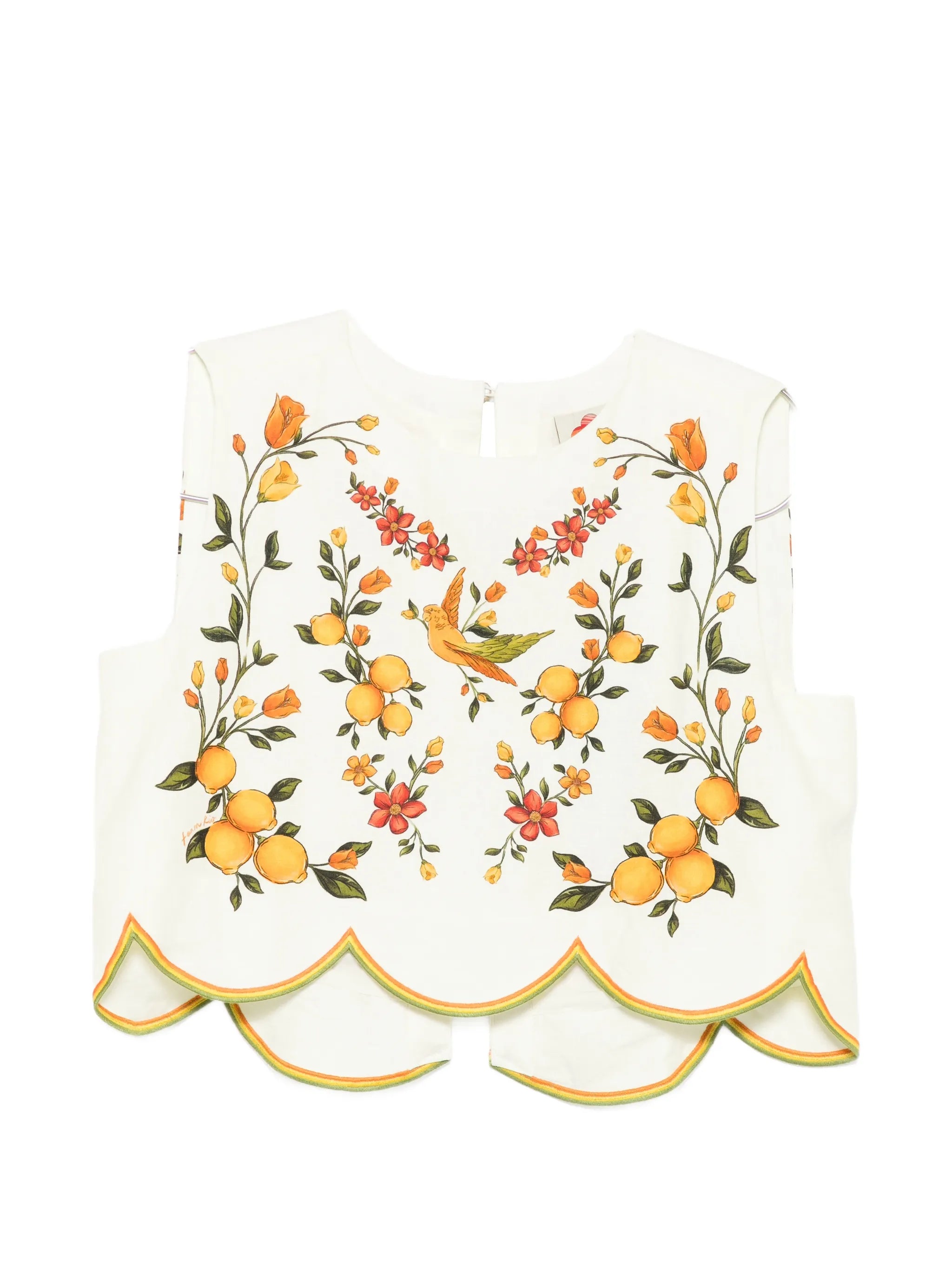 bouquet wavy hem sleeveless blouse