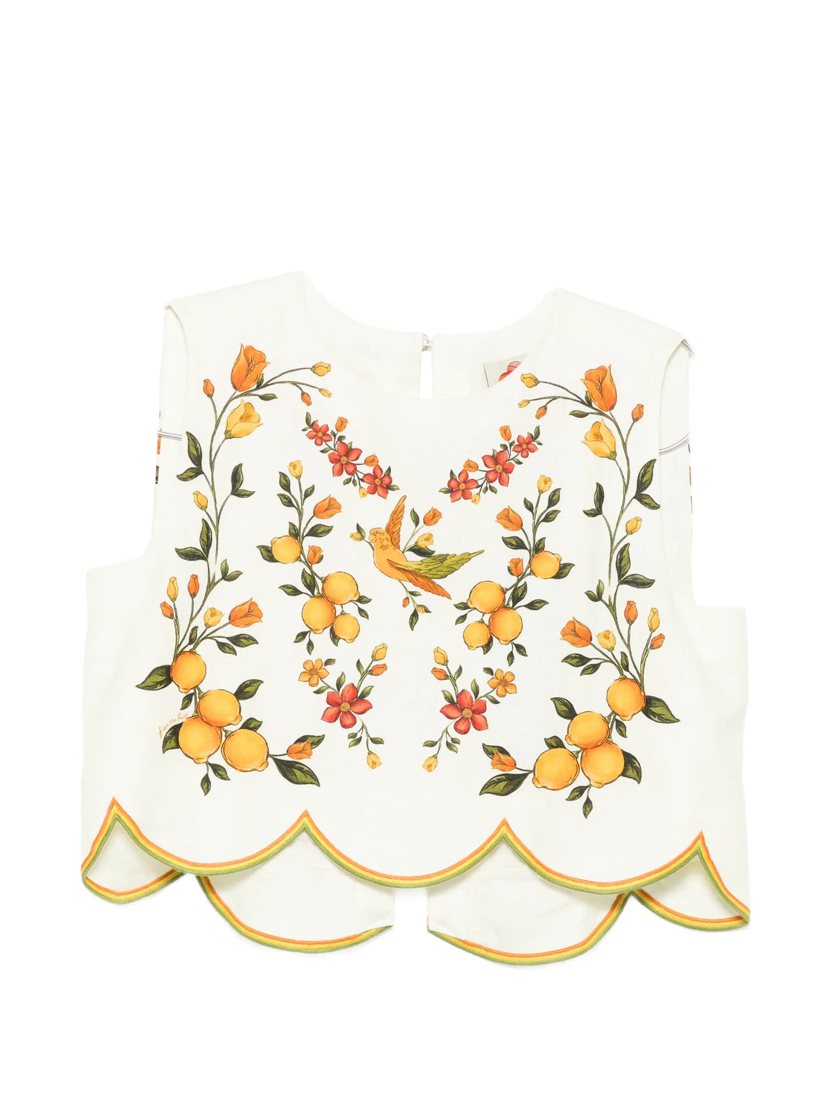 bouquet wavy hem sleeveless blouse