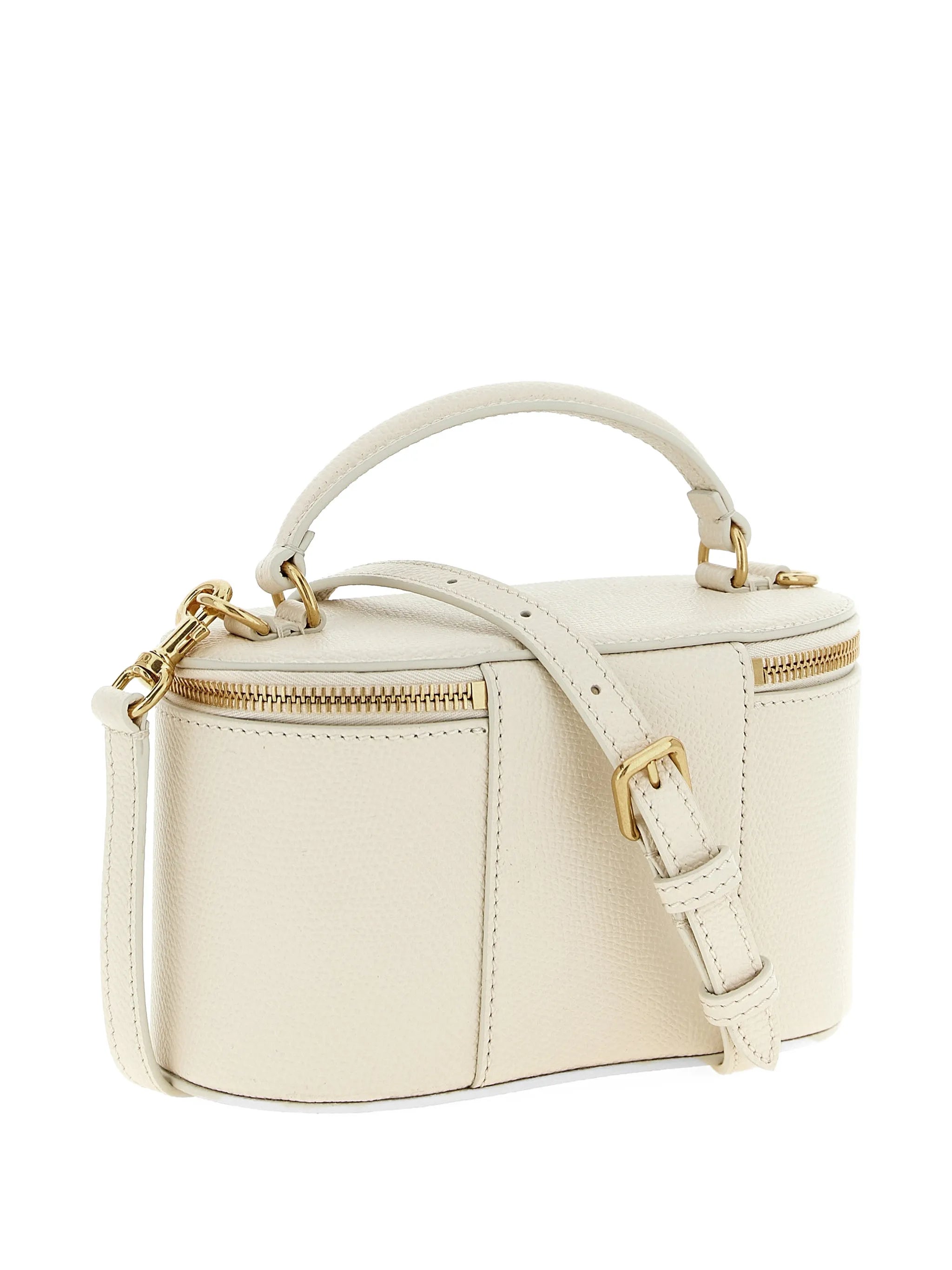VLogo grain-leather mini vanity bag