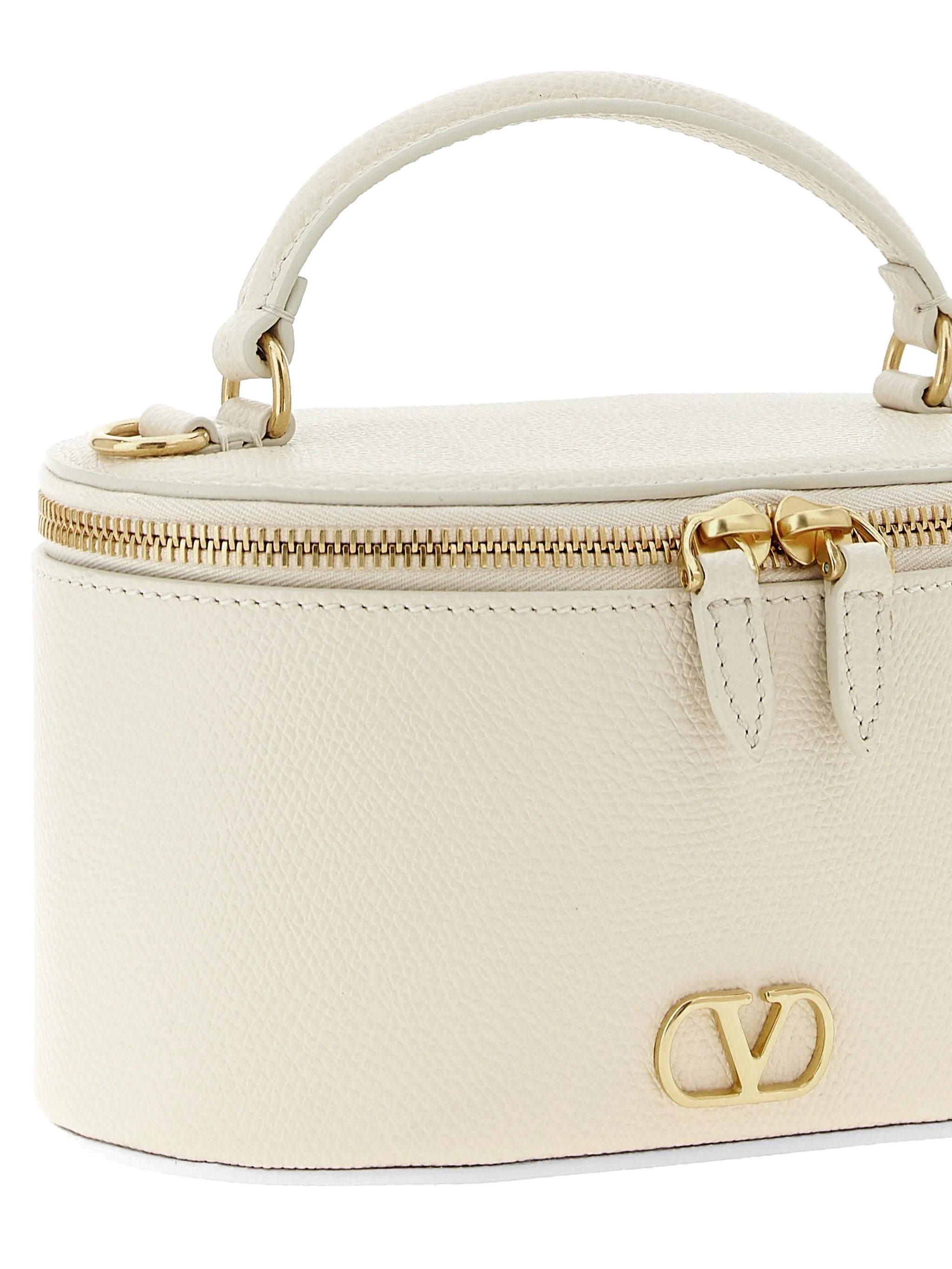 VLogo grain-leather mini vanity bag