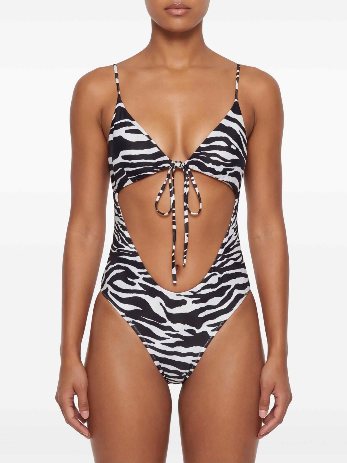 zebra-print swimsuit