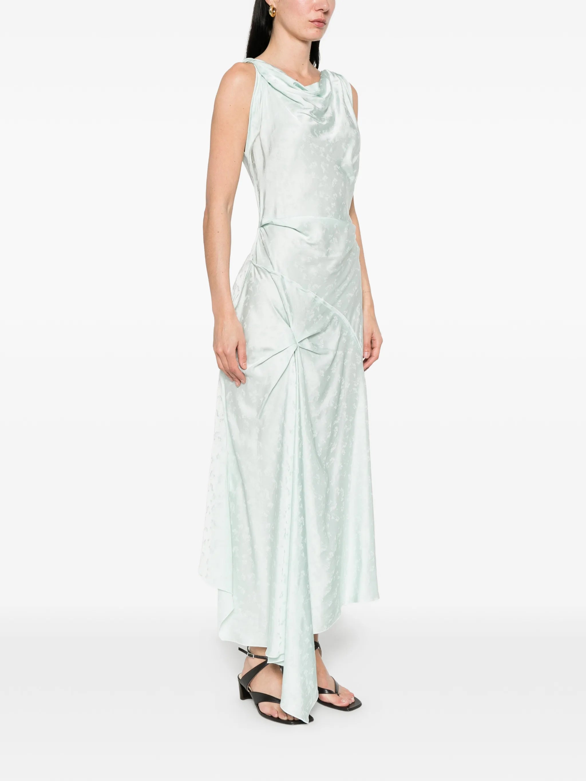 cowl-neck drape-detail midi dress