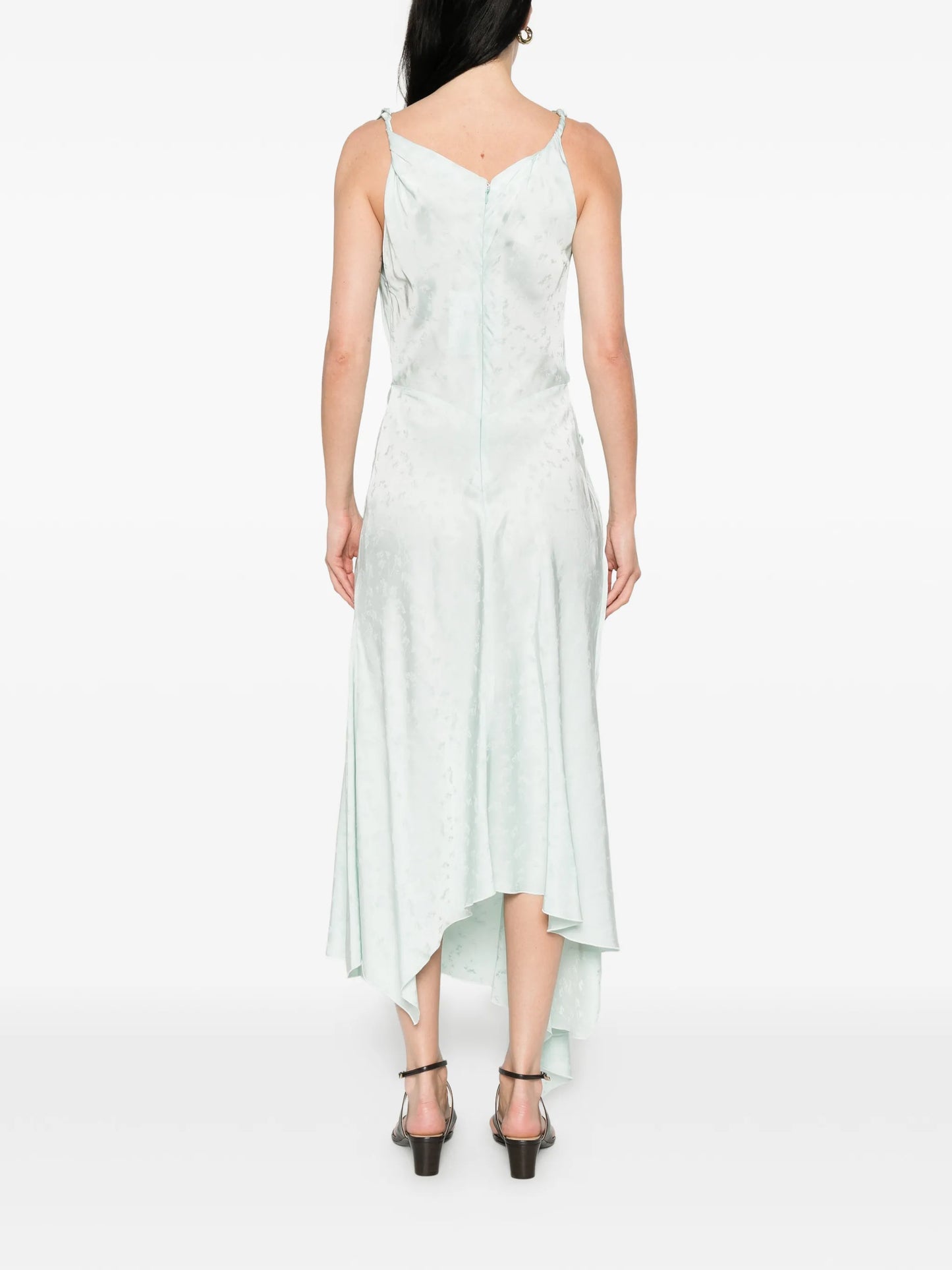 cowl-neck drape-detail midi dress