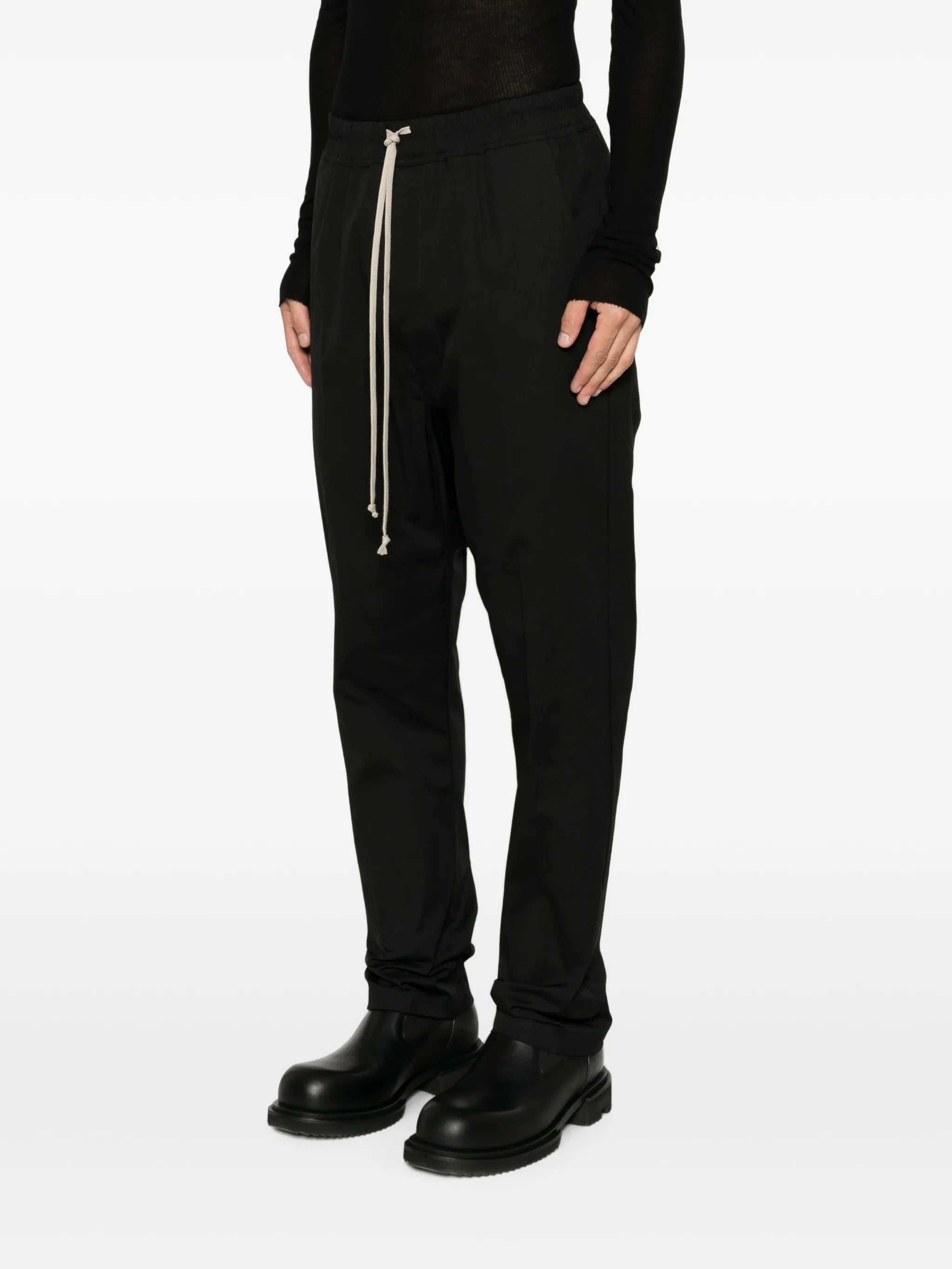 drawstring-fastening drop-crotch trousers