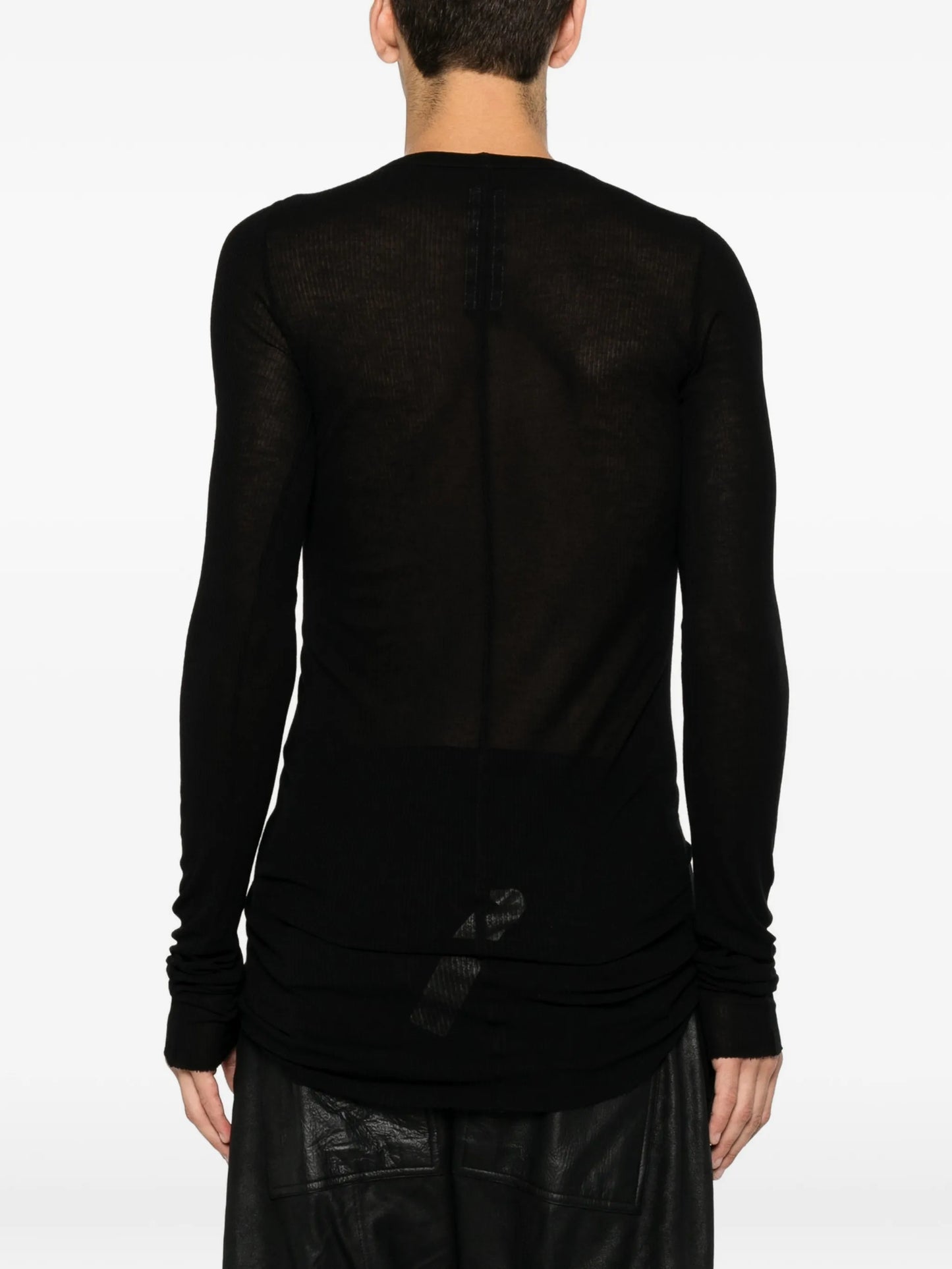 ribbed-texture long-sleeved T-shirt