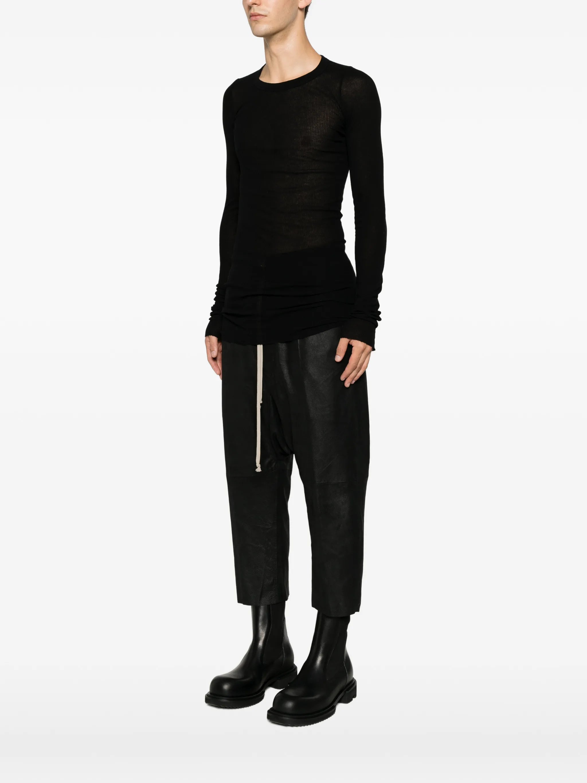 ribbed-texture long-sleeved T-shirt