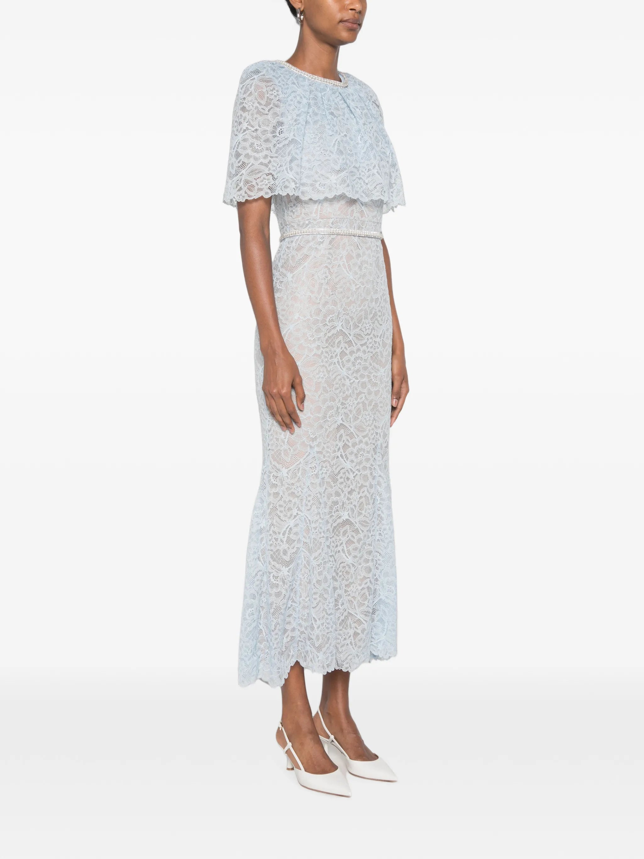 lace-detail embellished midi dress