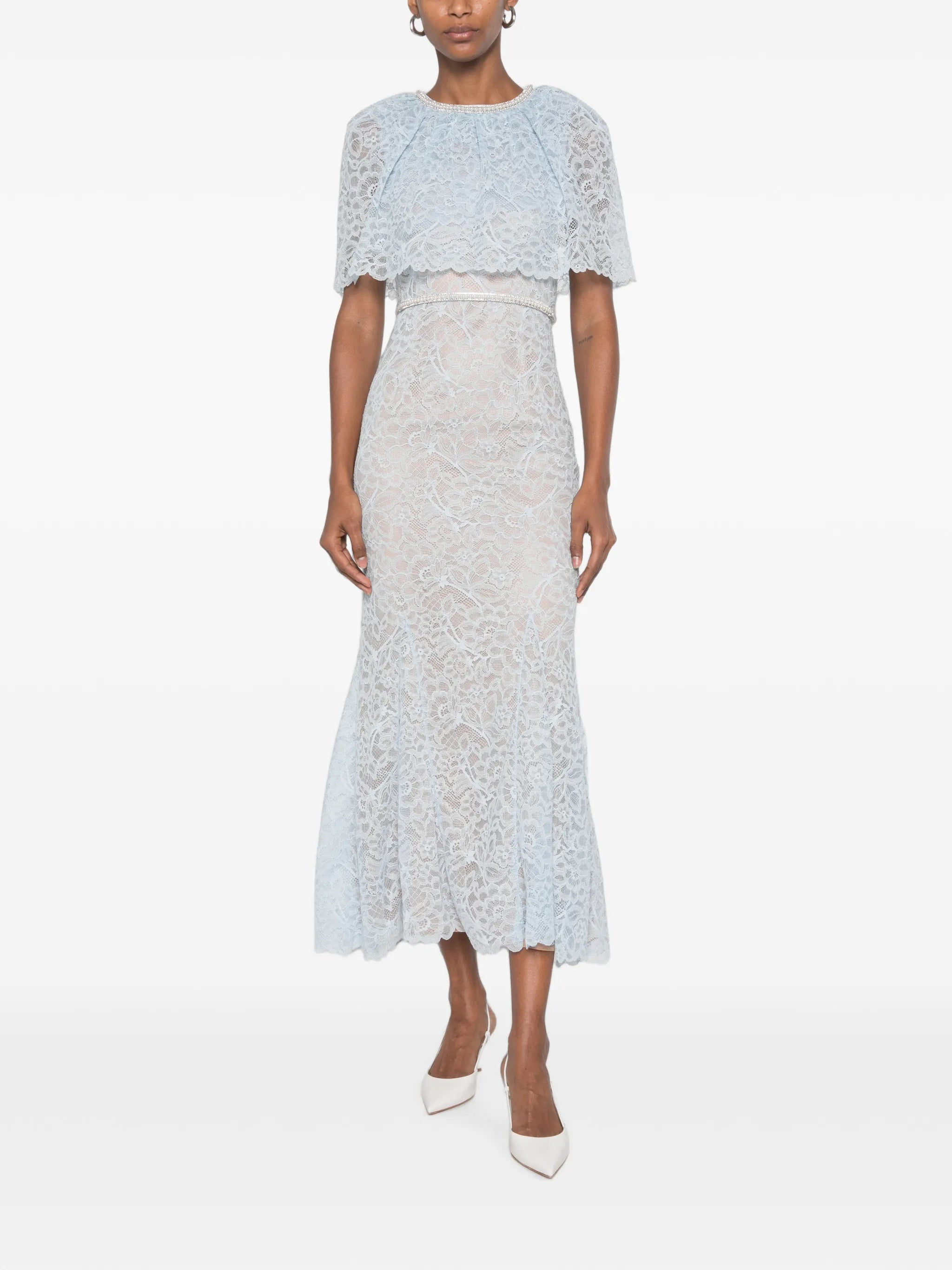 lace-detail embellished midi dress