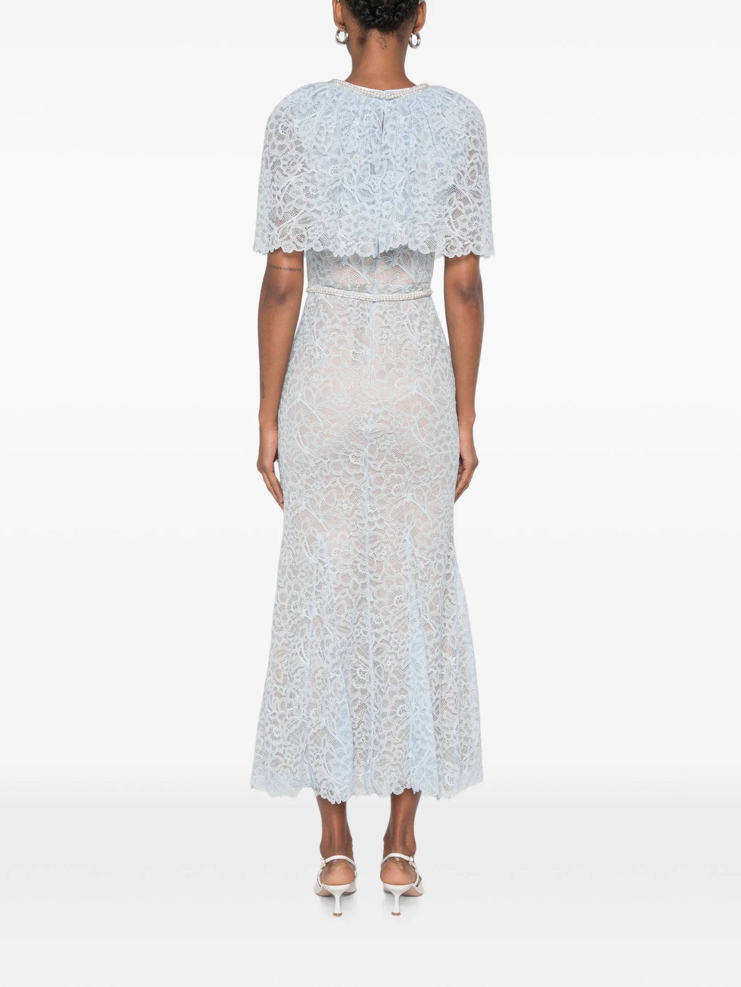 lace-detail embellished midi dress