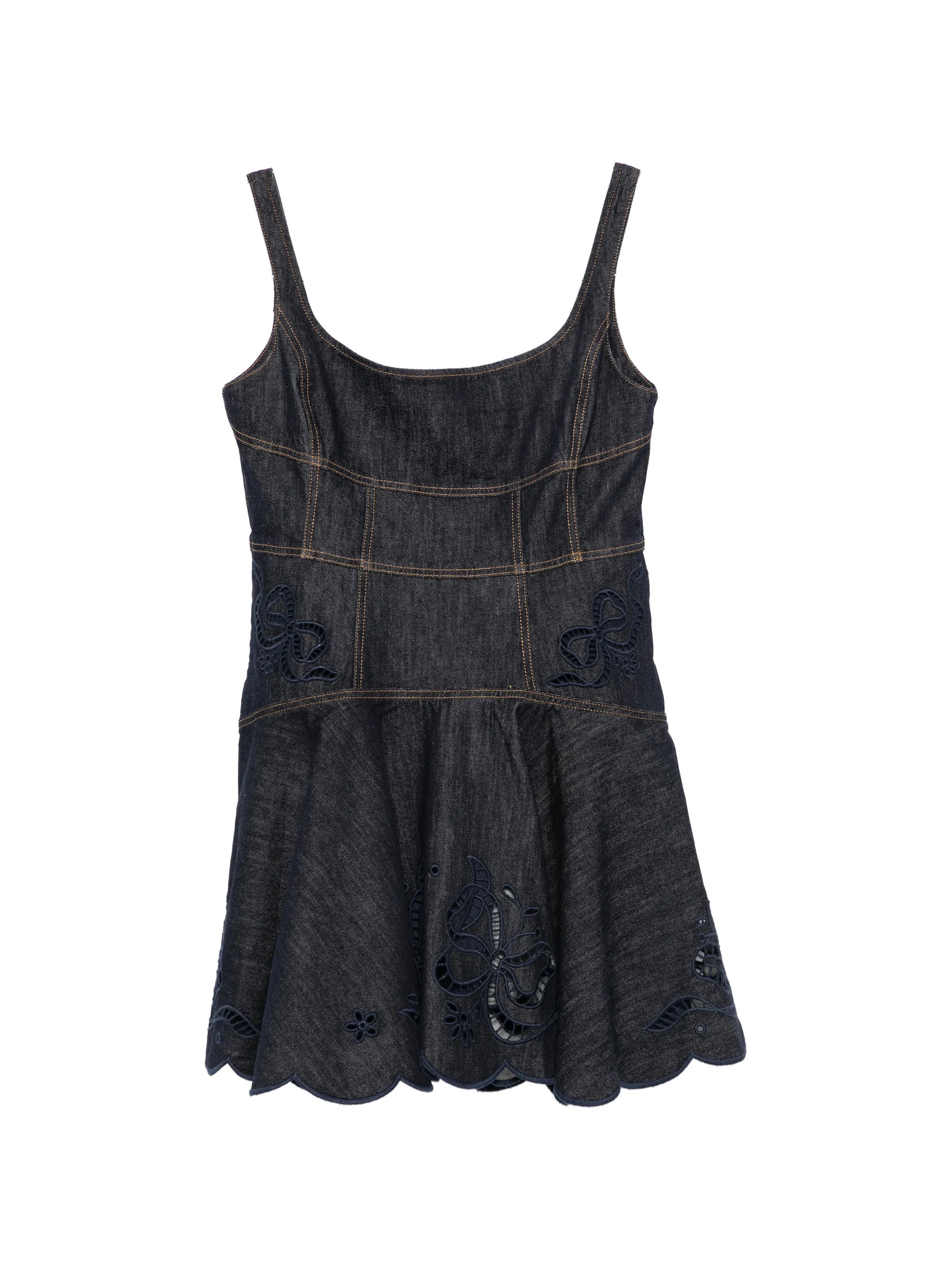bow-embroidered mini dress