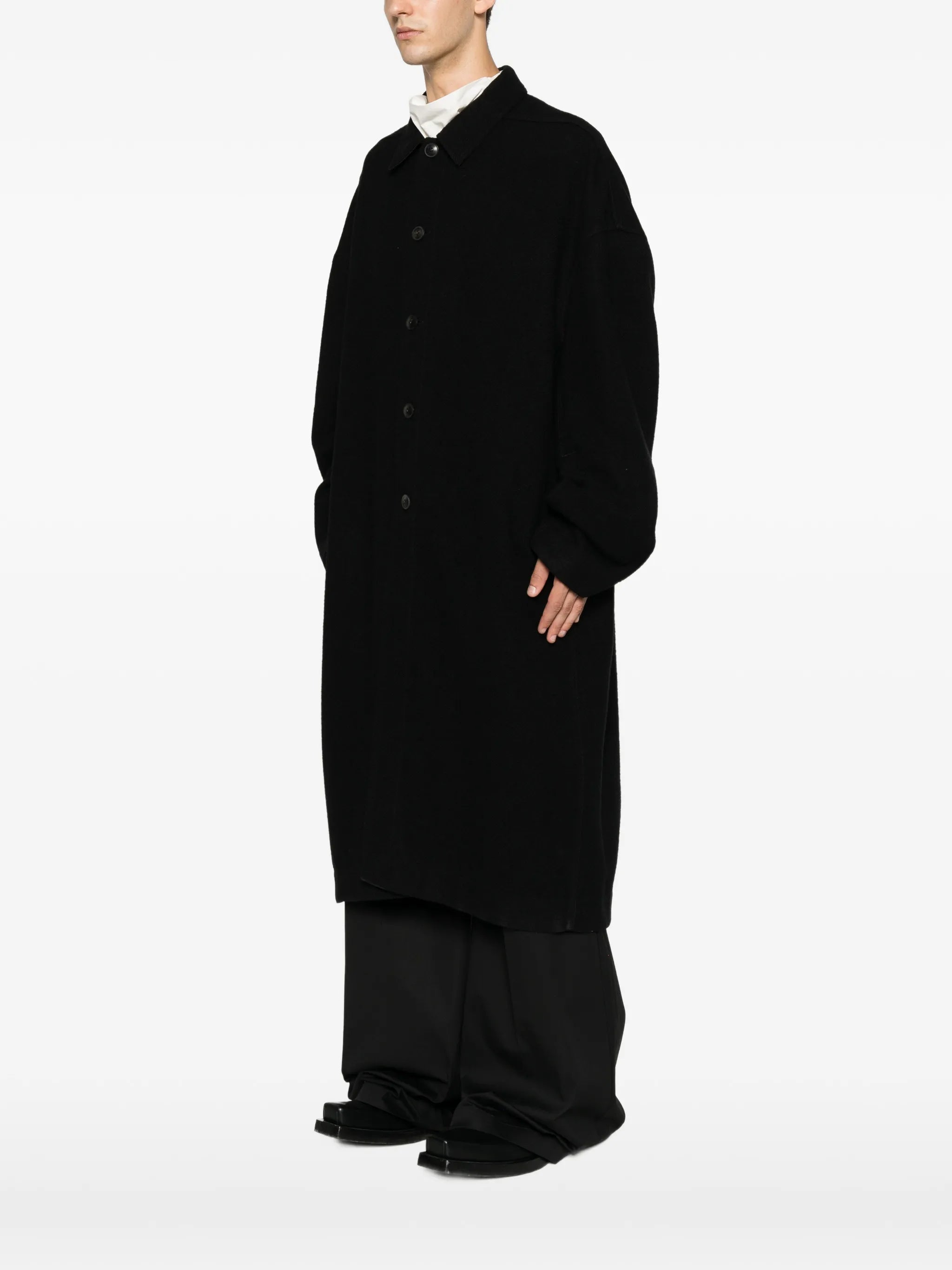Tower buttoned Brad coat in boiled wool