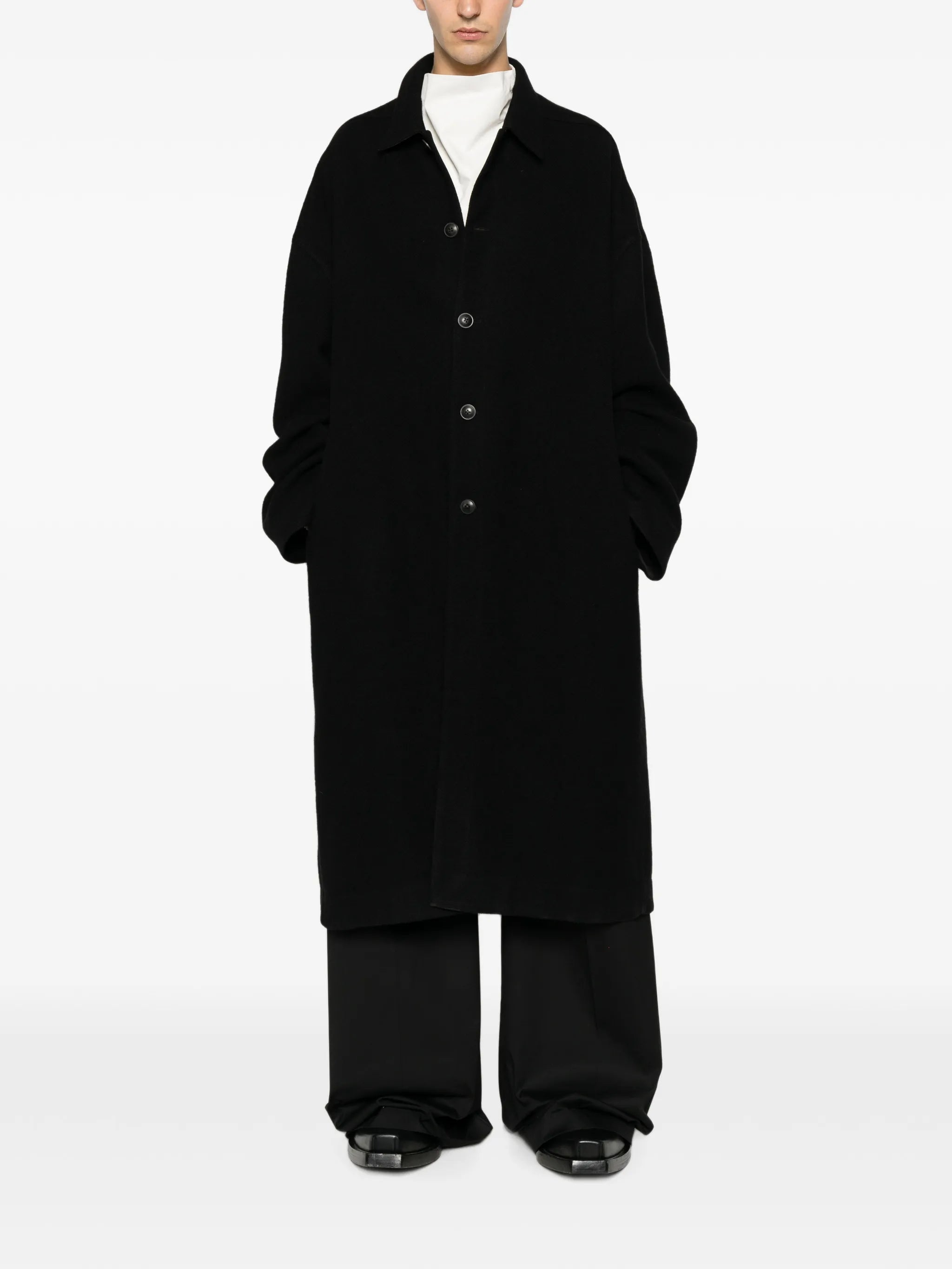 Tower buttoned Brad coat in boiled wool