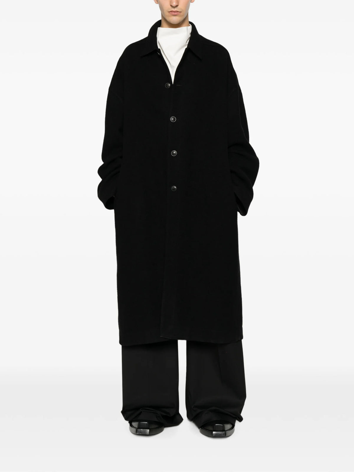 Tower buttoned Brad coat in boiled wool