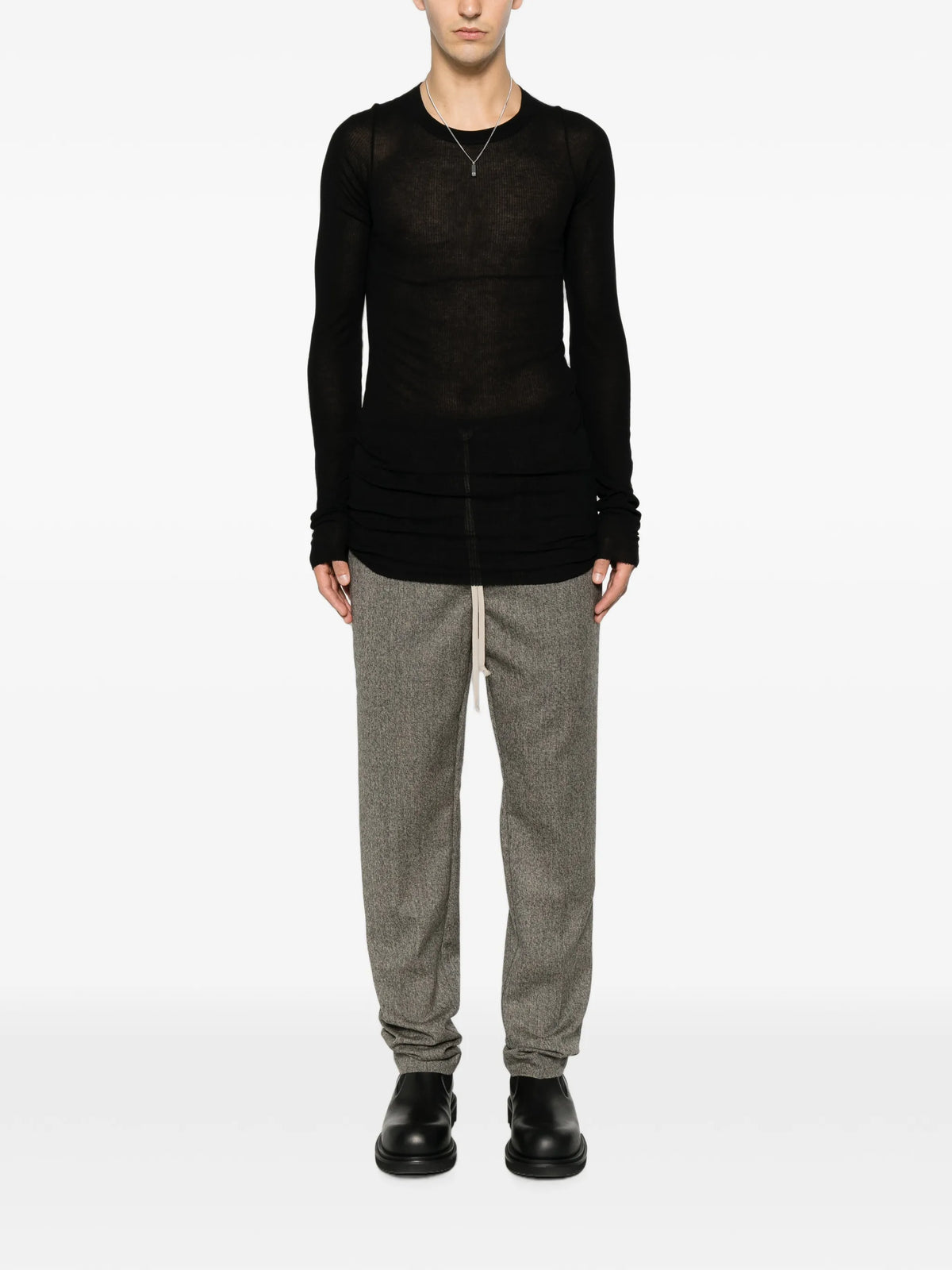 drawstring slim long trousers