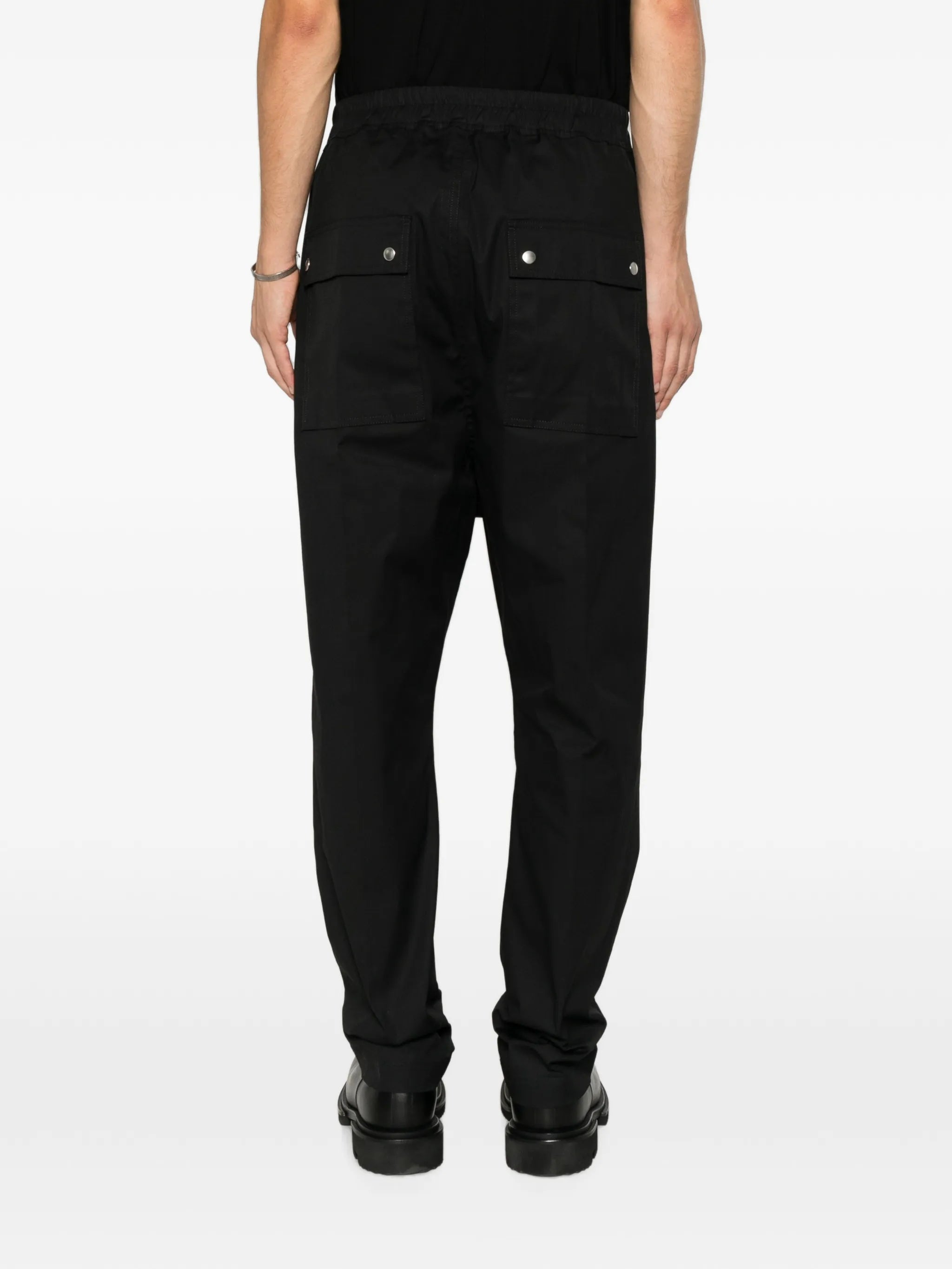drawstring-waistband drop-crotch trousers